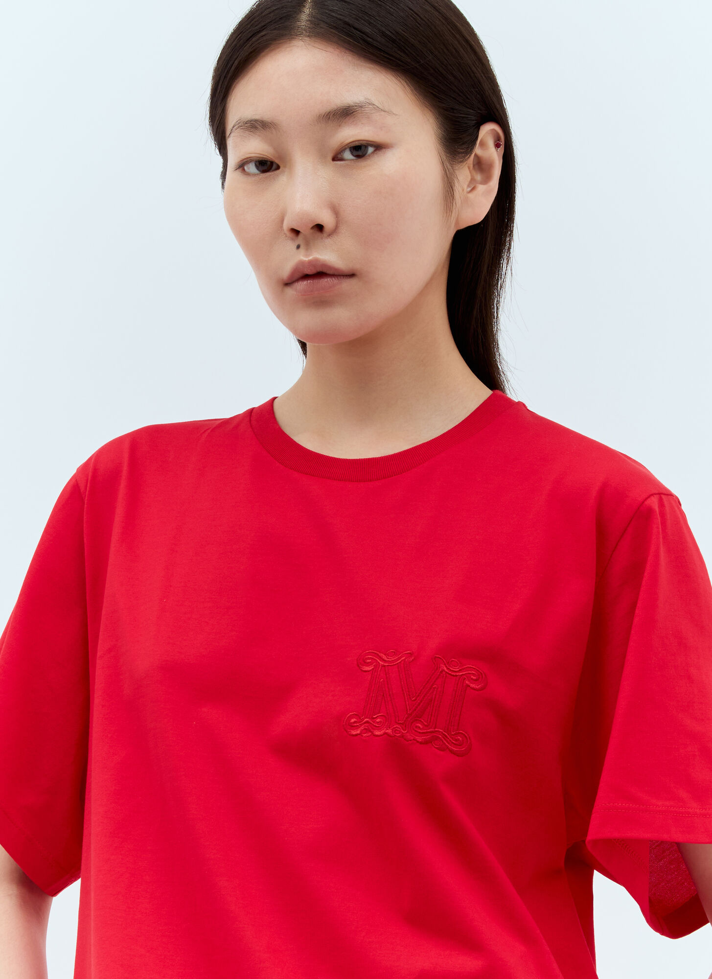 Max Mara Women Logo Embroidery T-shirt In Red