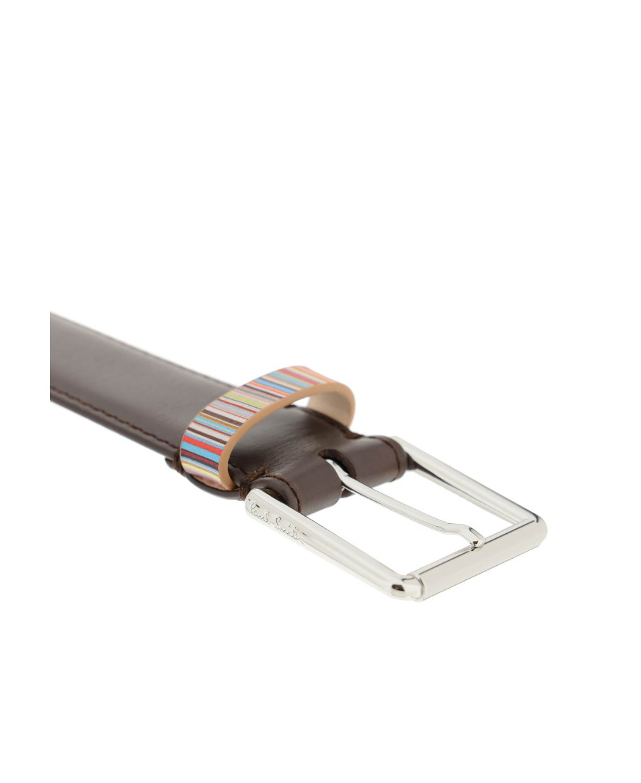 Paul Smith Stripe Detailed Buckle Belt In Nude
