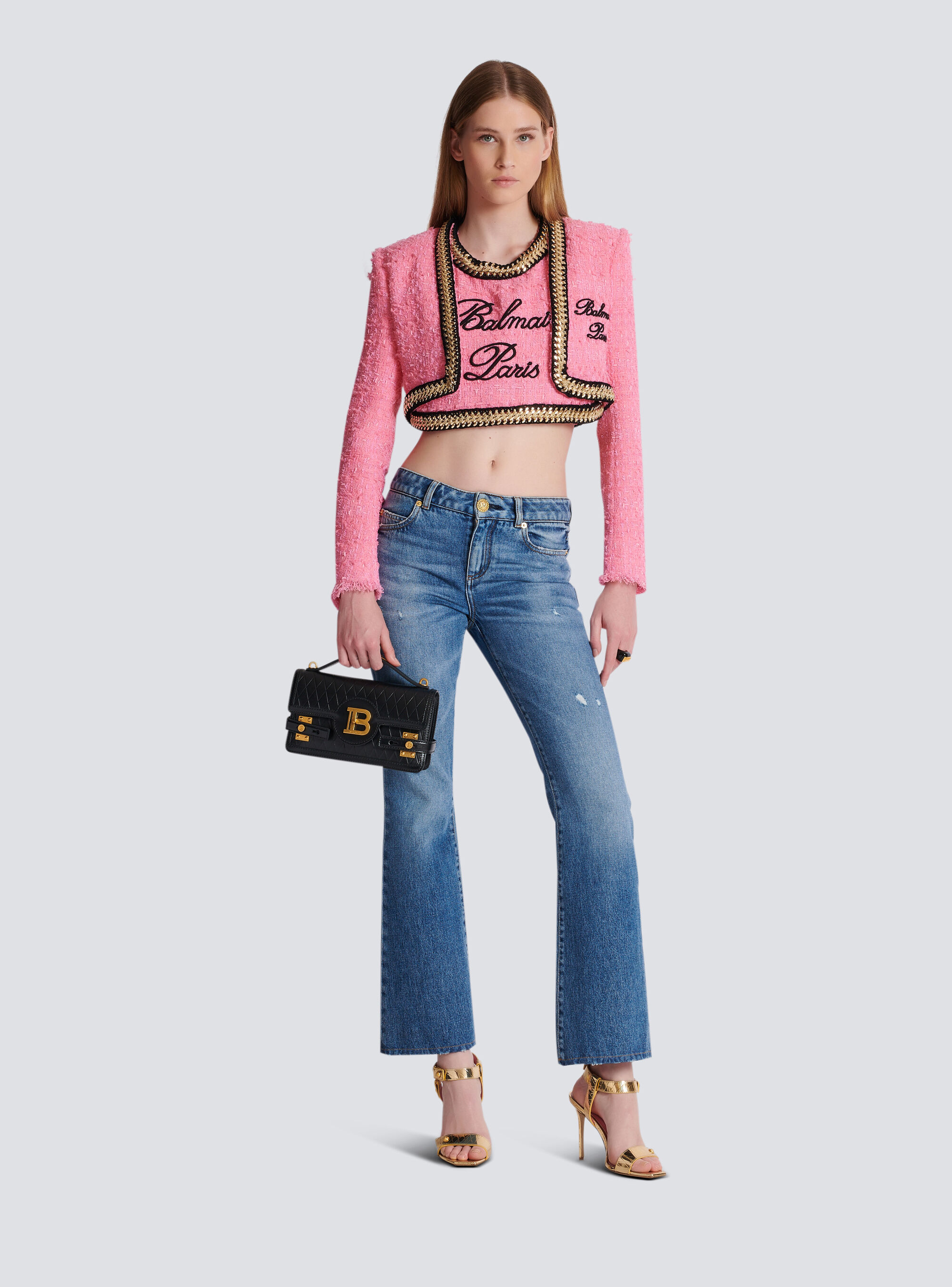 Balmain Flared Cotton Denim Jeans In Blue