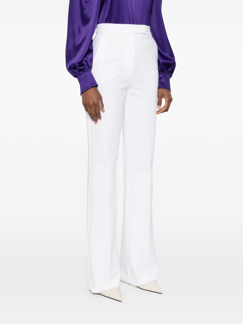 Max Mara Gary High-waist Wide-leg Trousers In White