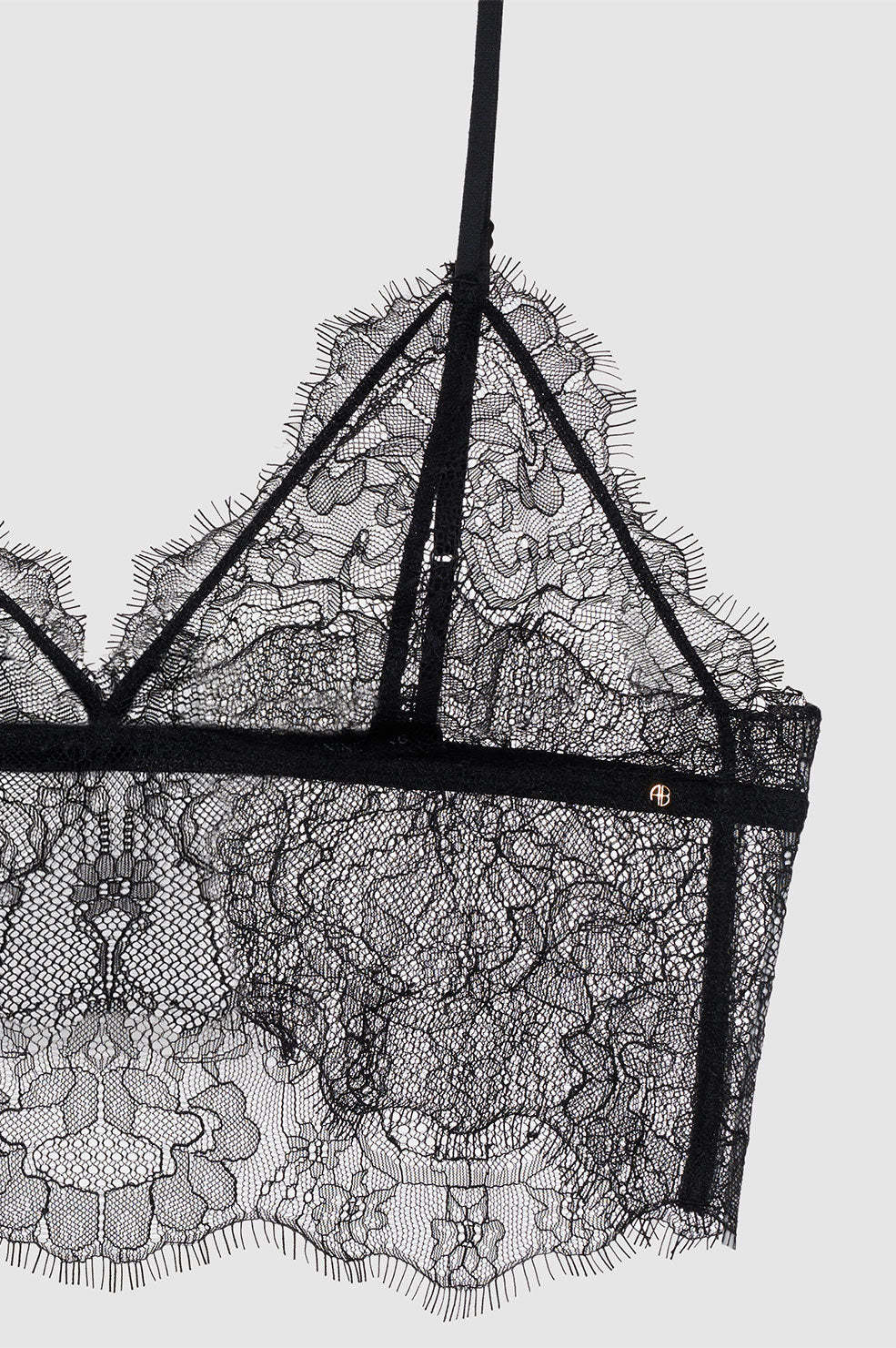 Anine Bing Lace Bralette In Black In Gray