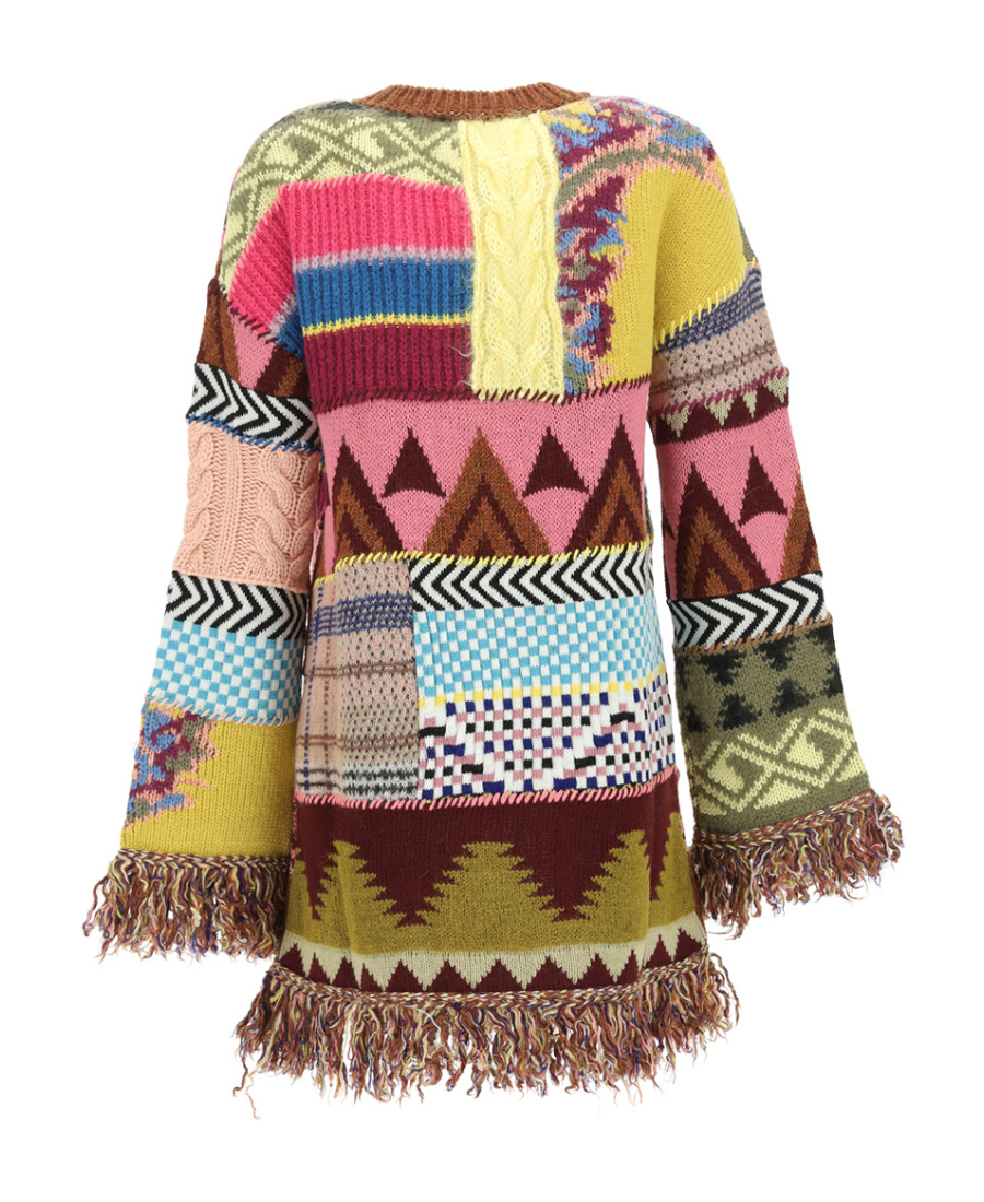 Etro Fringe-detail Knitted Dress In Multicolor