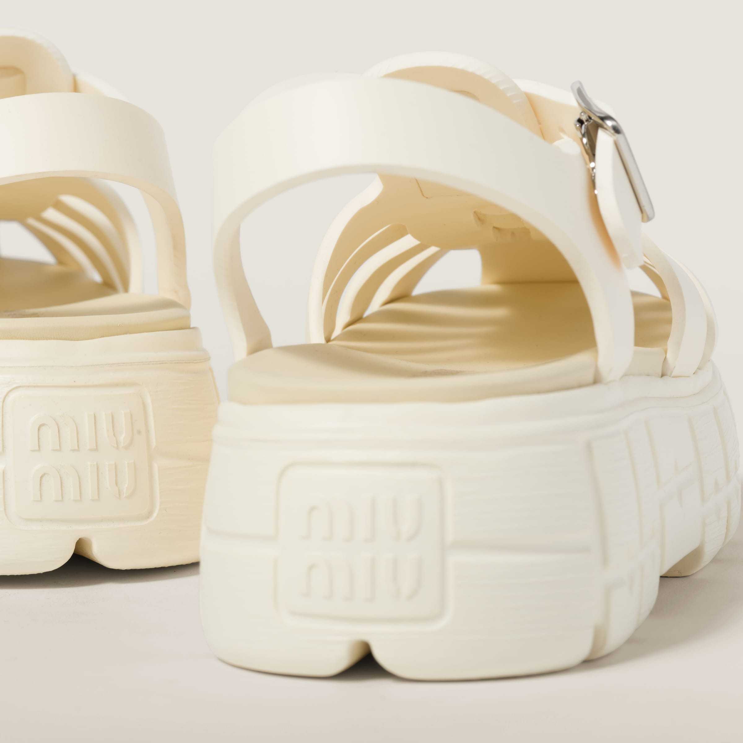 Miu Miu Caged Platform Sandals In White