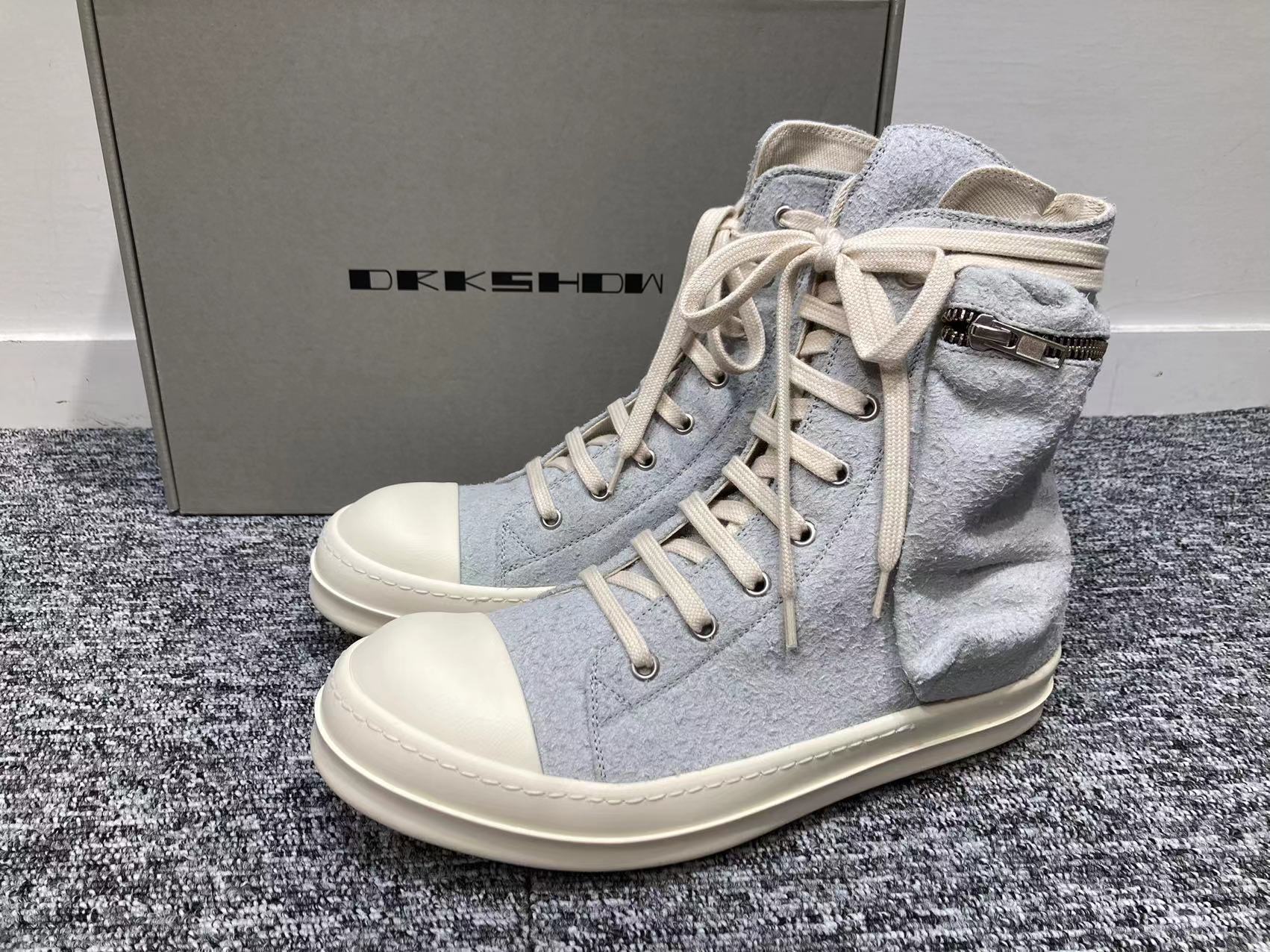Rick Owens Drkshdw Tie High-top Casual Sneakers In Gray