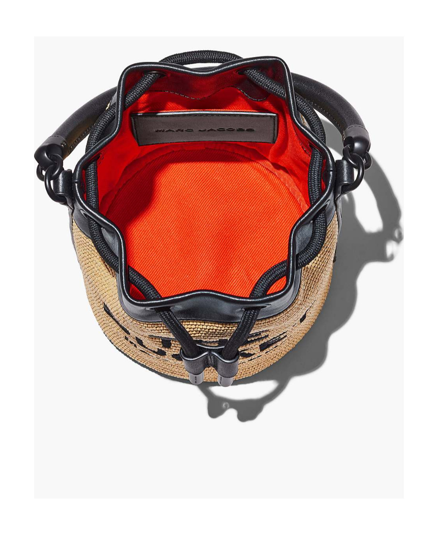 Marc Jacobs The Bucket Raffia Effect Bag In Black