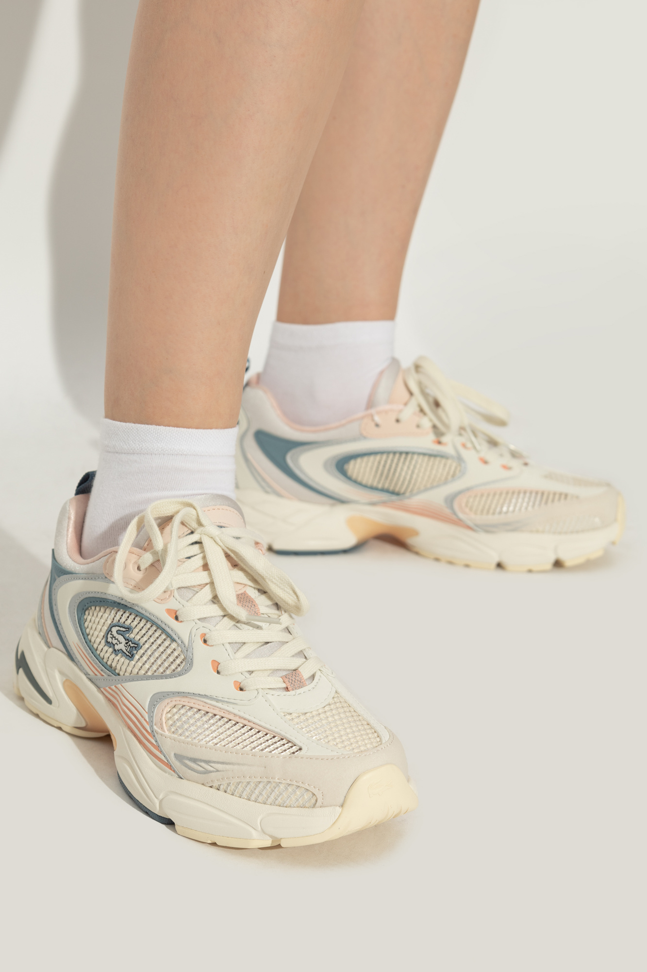 Lacoste Lace-up Sneakers In Cream