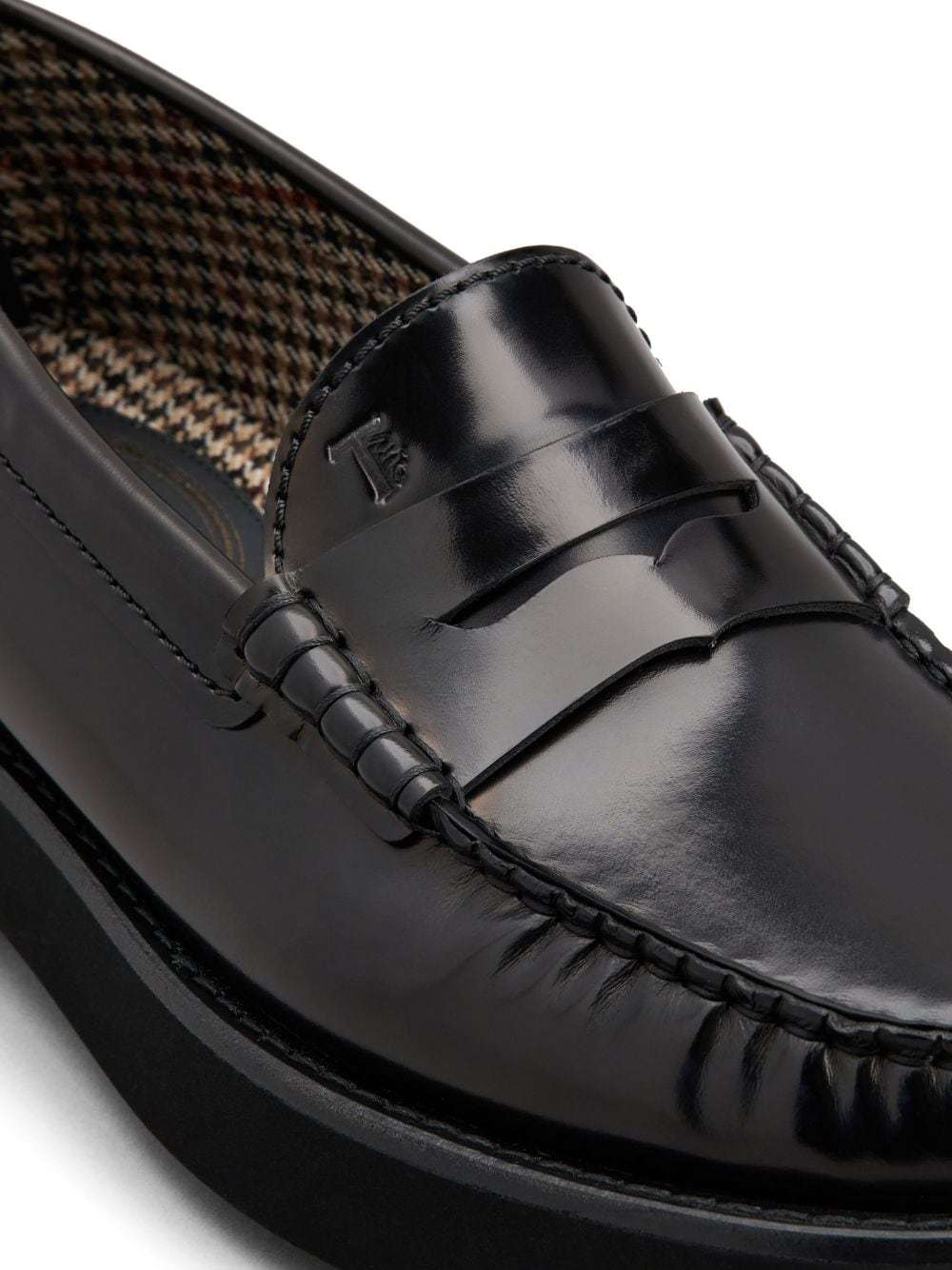 Tod's Block Heel Loafers Penny Strap In Black