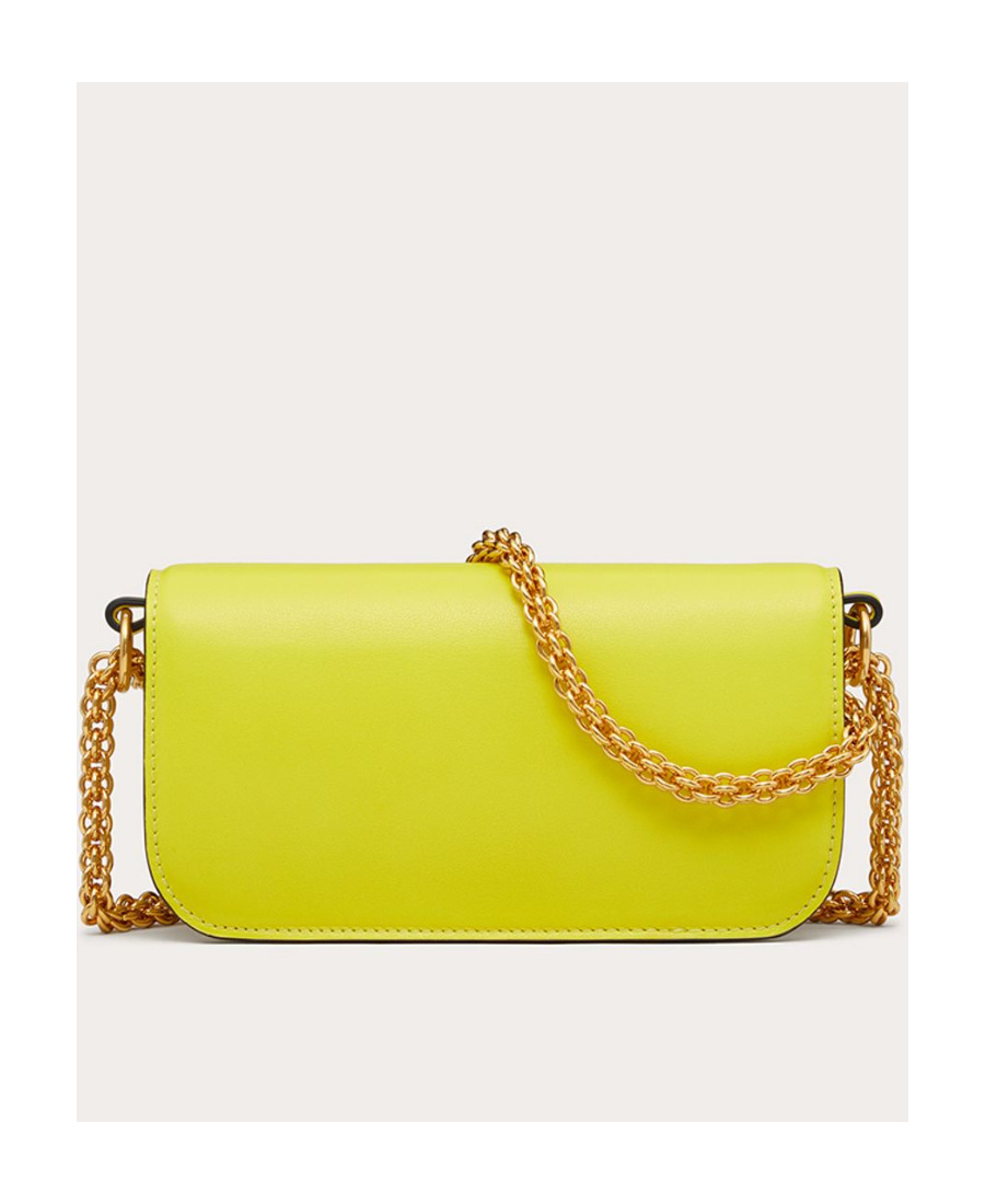 Valentino Locò Vlogo Plaque Foldover Top Shoulder Bag In Yellow