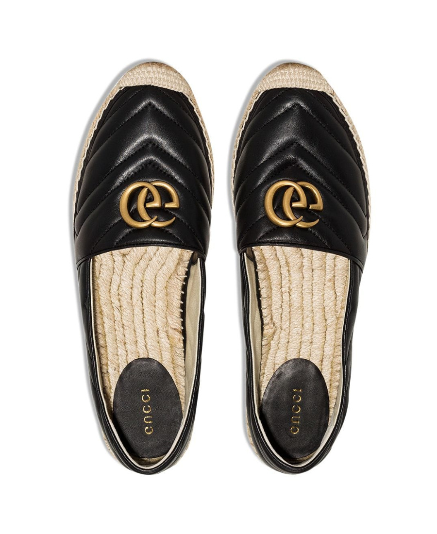 Gucci Leather Espadrille With Double G In Black