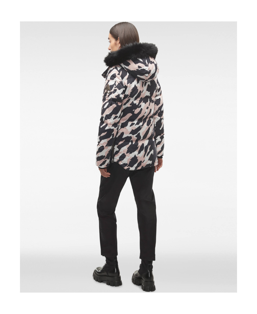 Moose Knuckles Camouflage Printed Down Jacket In Black