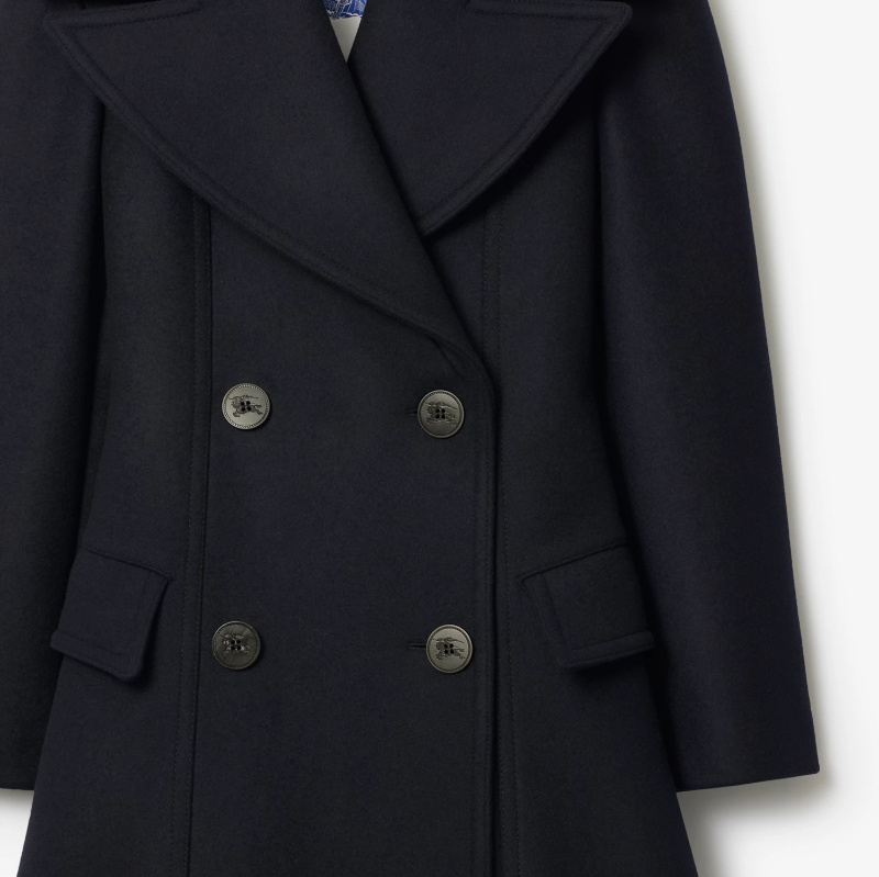 Burberry Wool Tailored Coat In Black