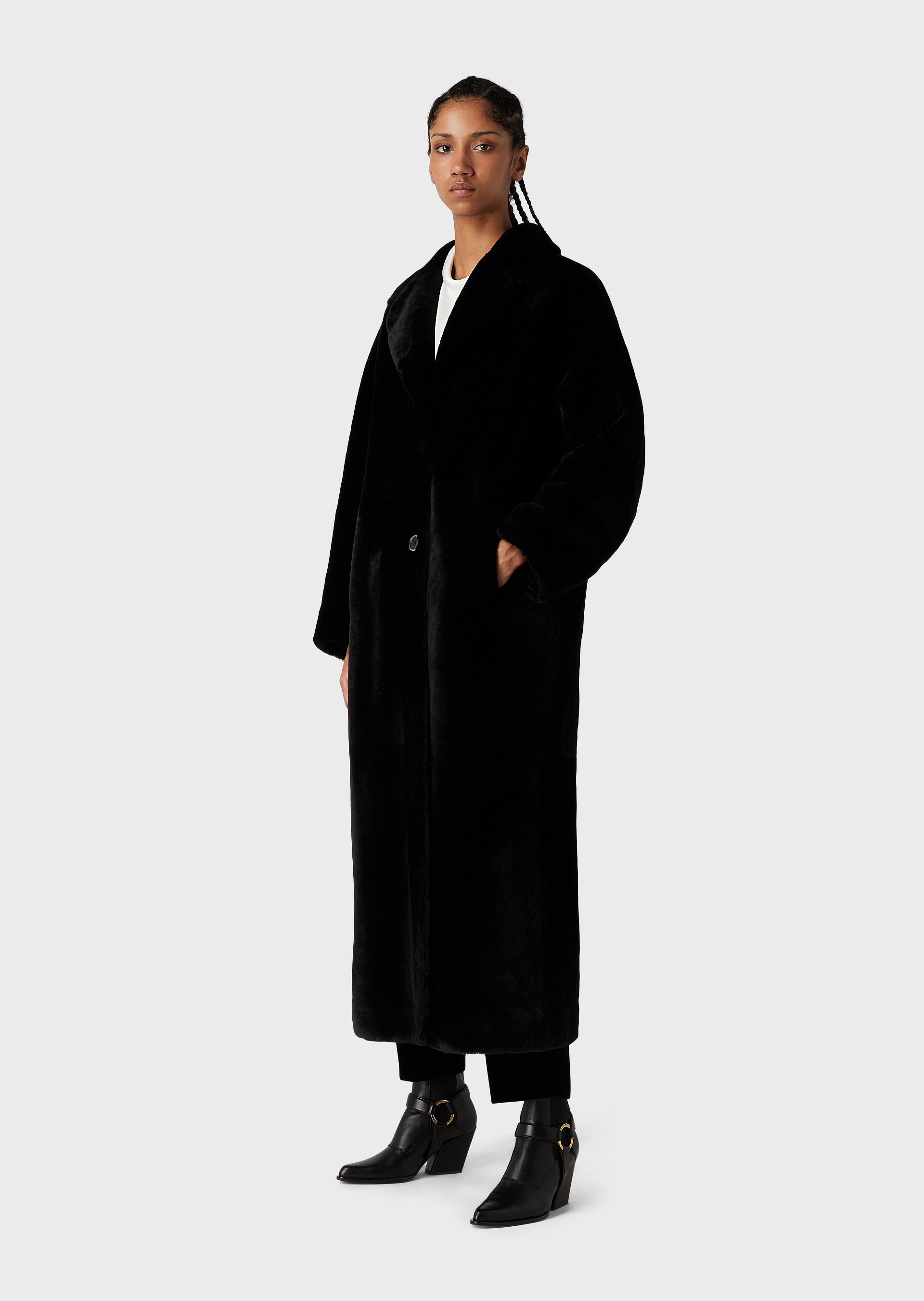 EMPORIO ARMANI CLASSIC-COLLAR SHEARLING COAT