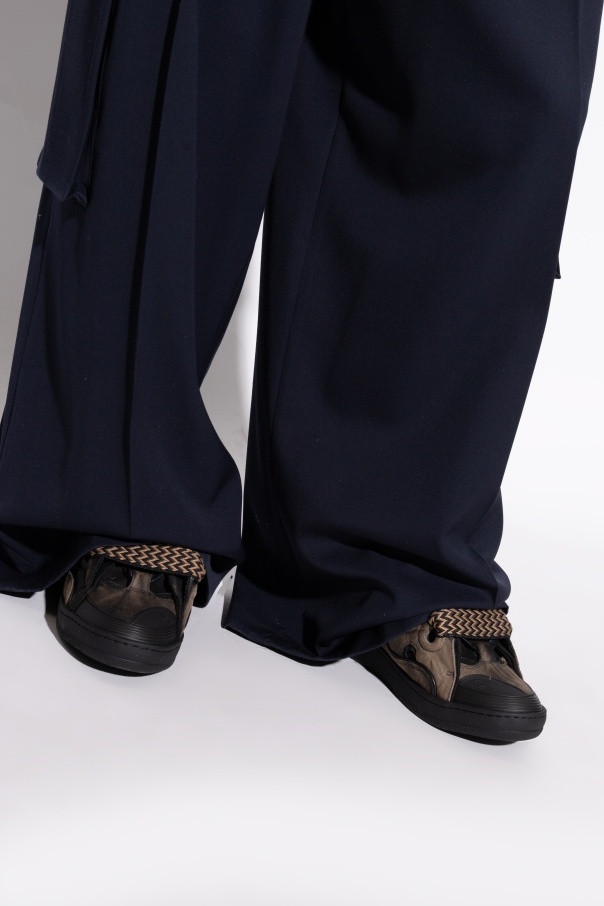 Lanvin Curb Washed Denim Sneakers In Black