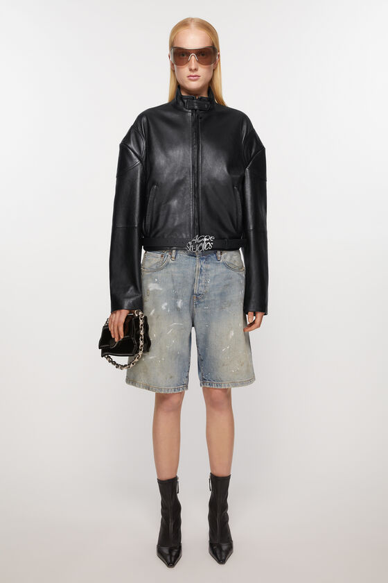 Acne Studios Logo-embossed Leather Jacket In Black