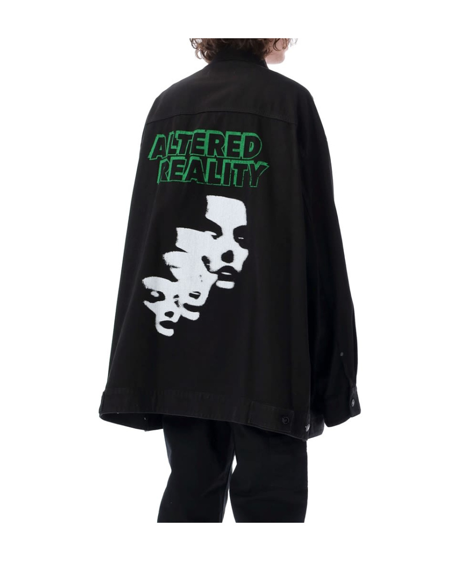 Raf Simons Graphic-print Denim Jacket In Black