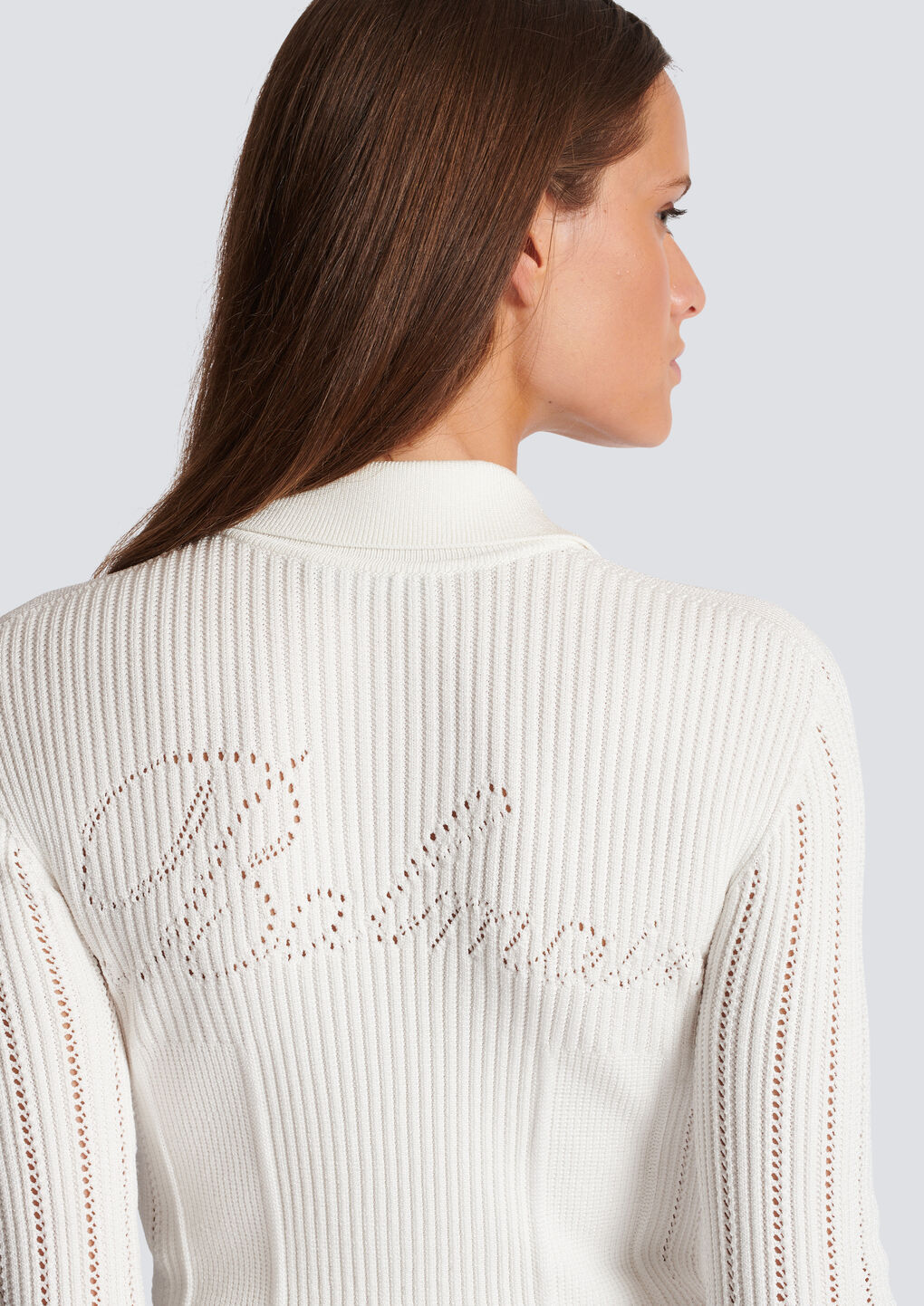 Shop Balmain Buttoned Knit Cardigan In White