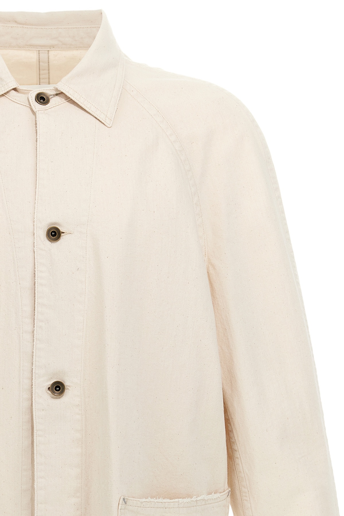 Maison Margiela Collared Jacket With Front Pockets And Long Sleeves In White