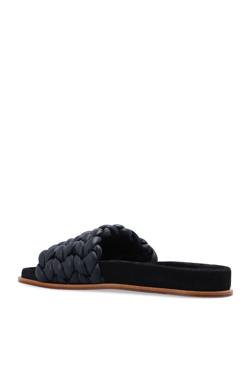 Chloé Kacey Womens Leather Braided Slide Sandals In Black