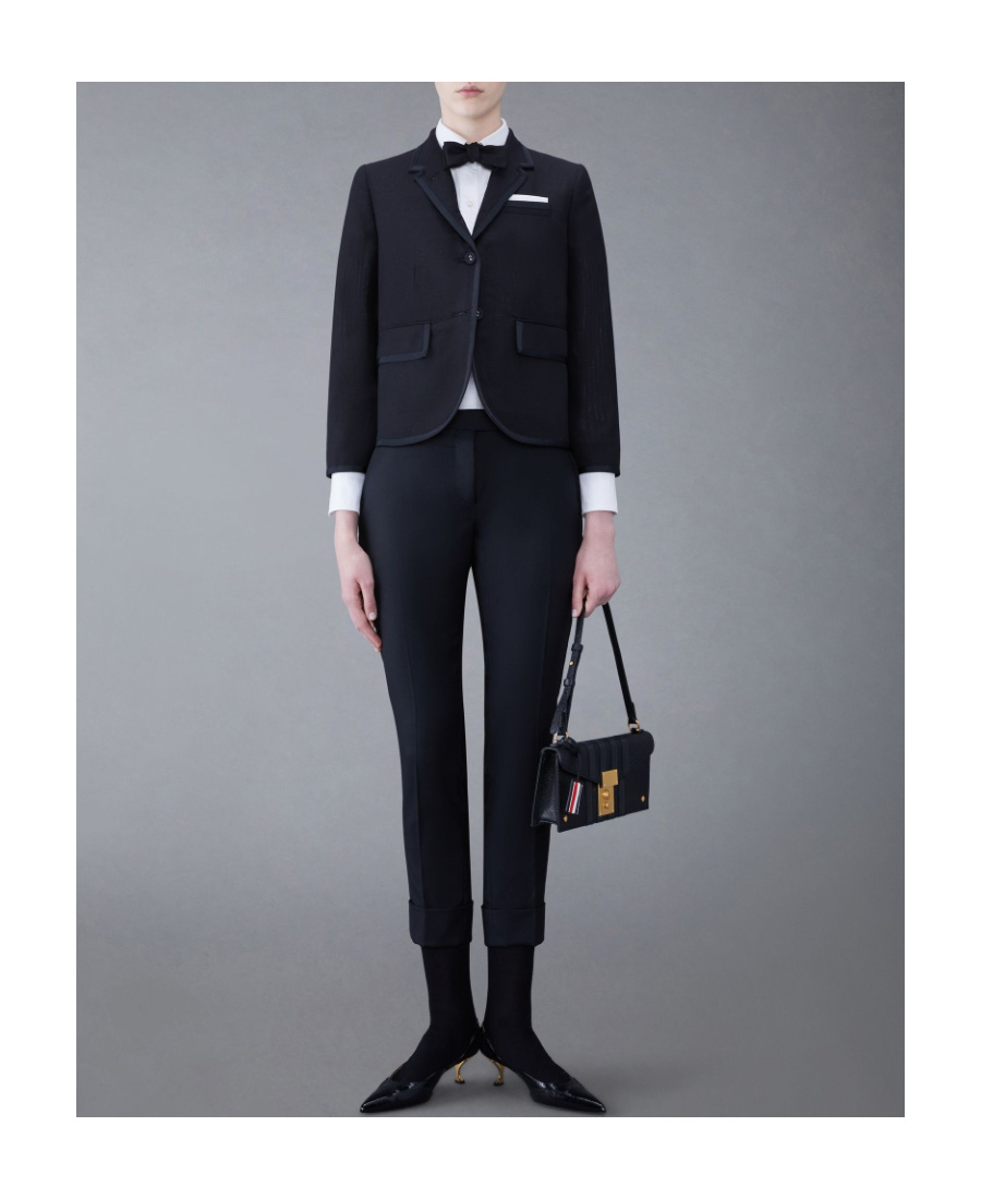 Thom Browne Cropped Tailored Trousers In Black