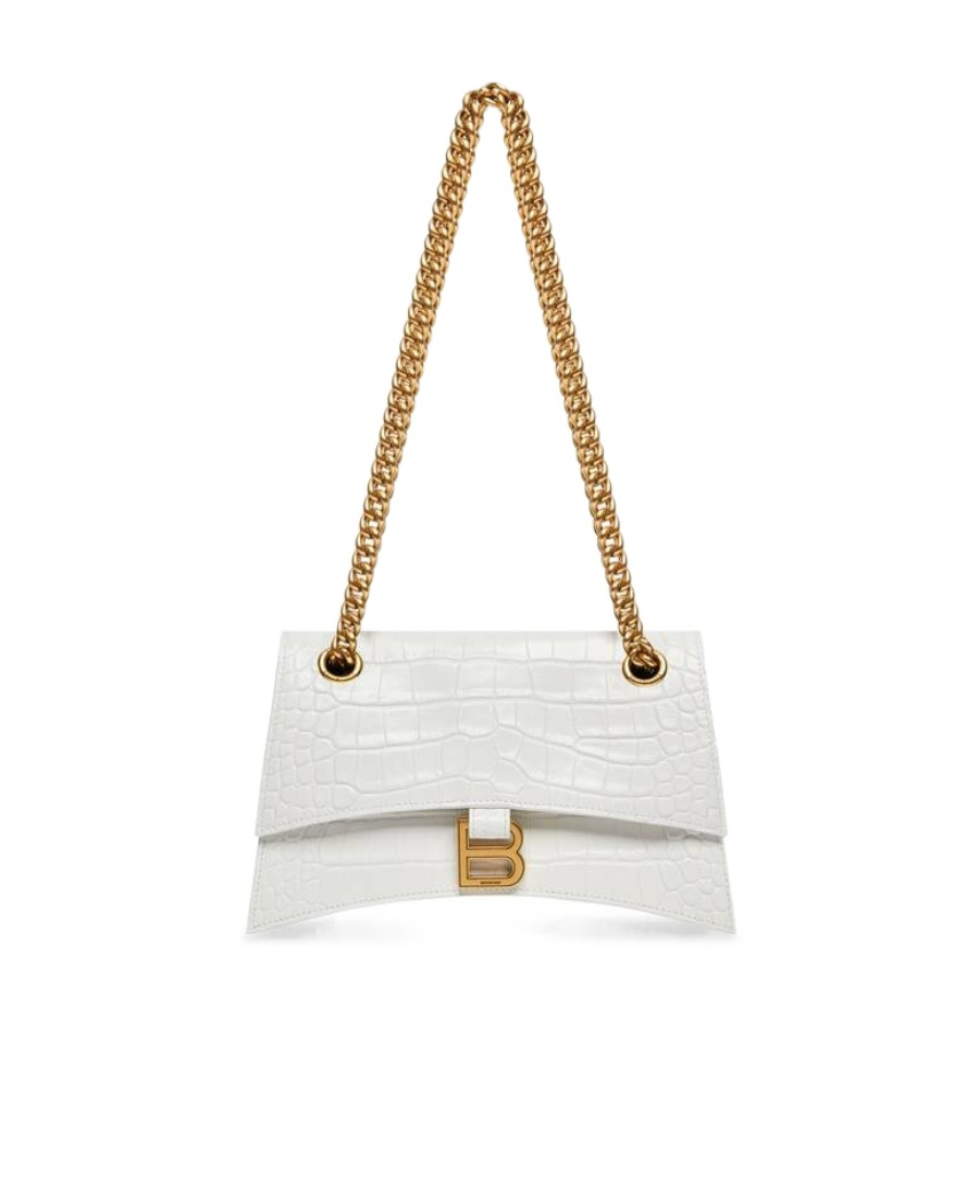 Balenciaga Crush Crocodile-embossed Crossbody Bag In 9001