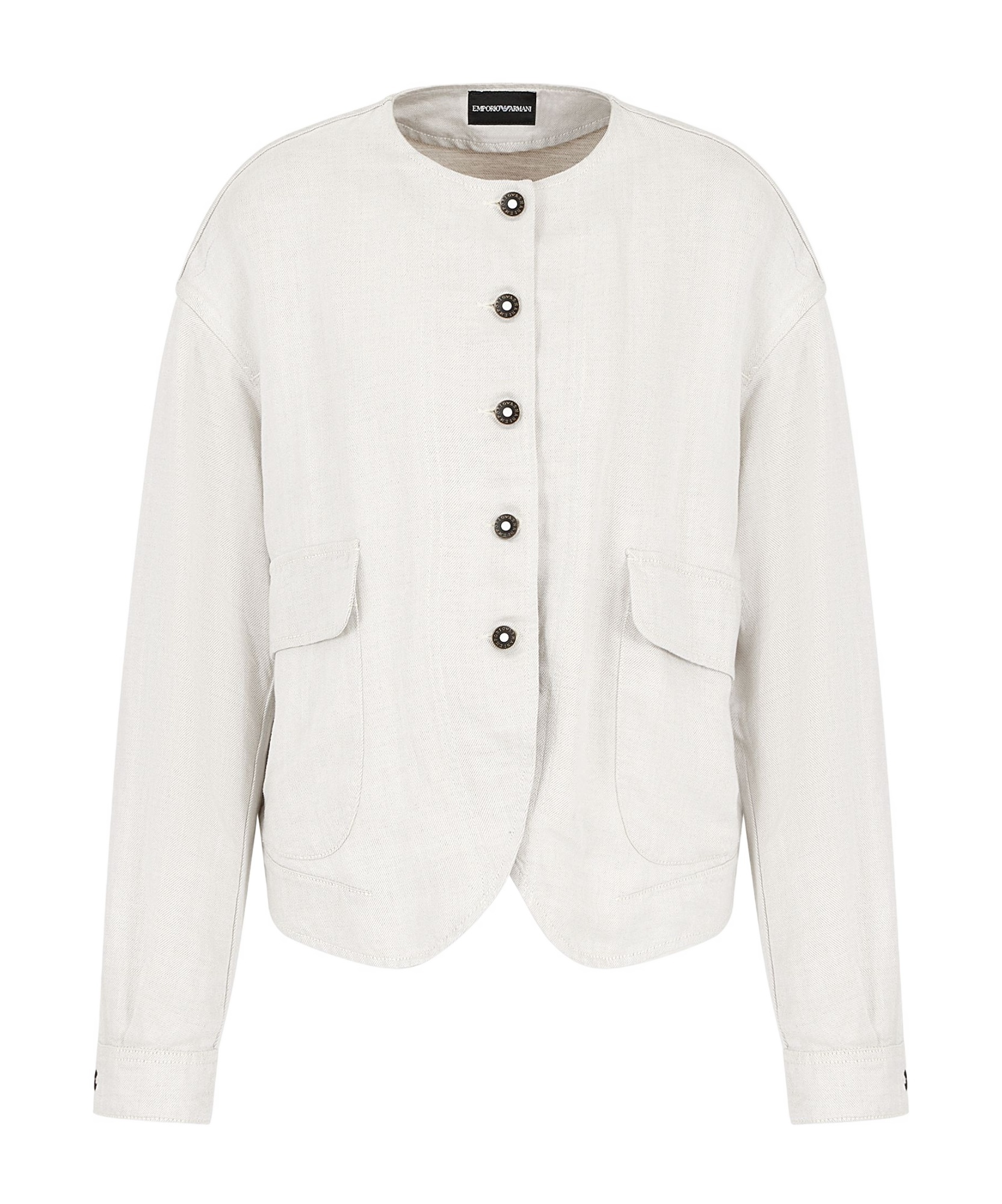Shop Emporio Armani Single-breasted Collarless Jacket In White