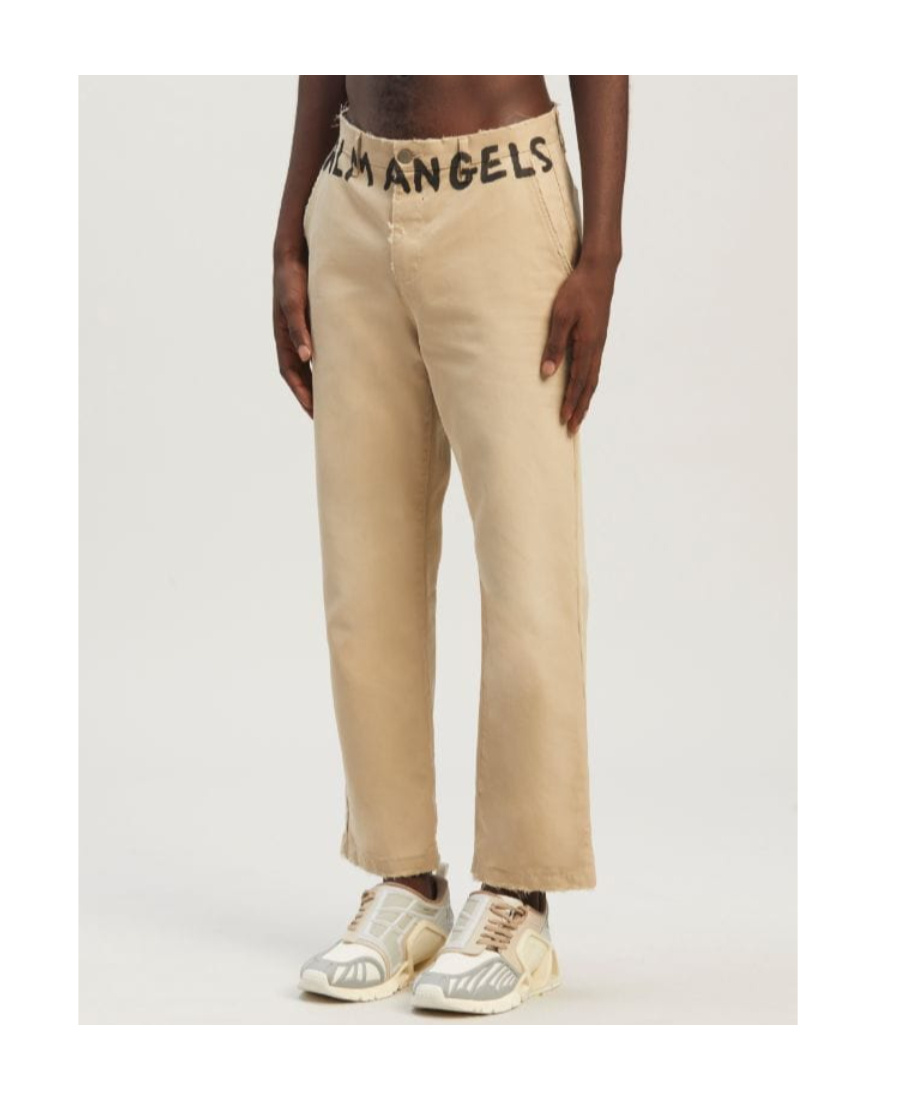 Palm Angels Chino Pants With Logo Branding In Nude