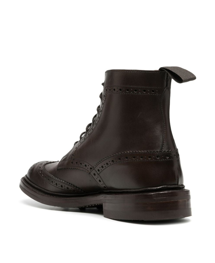Tricker's Burnished Brogue-detail Boots In Black