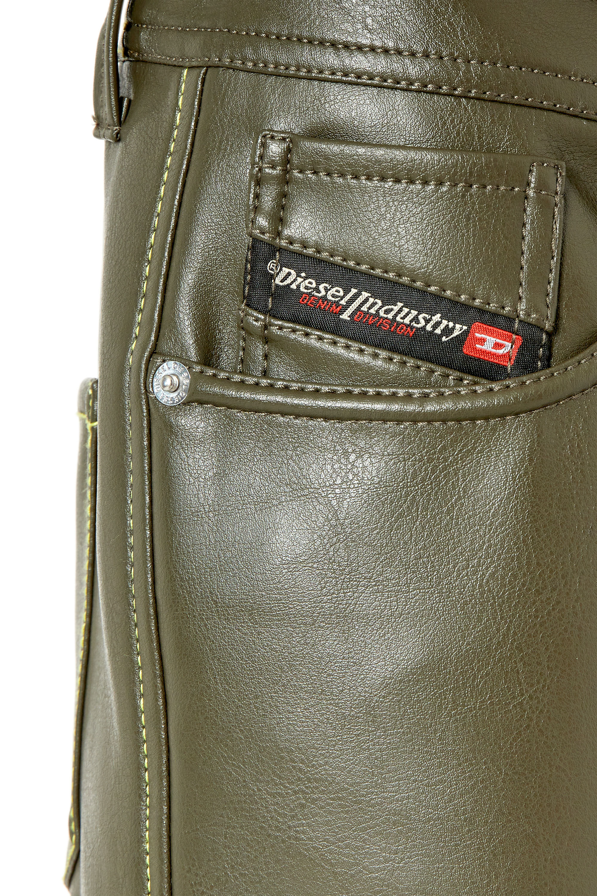 Shop Diesel Faux-leather Straight-leg Trousers In Black