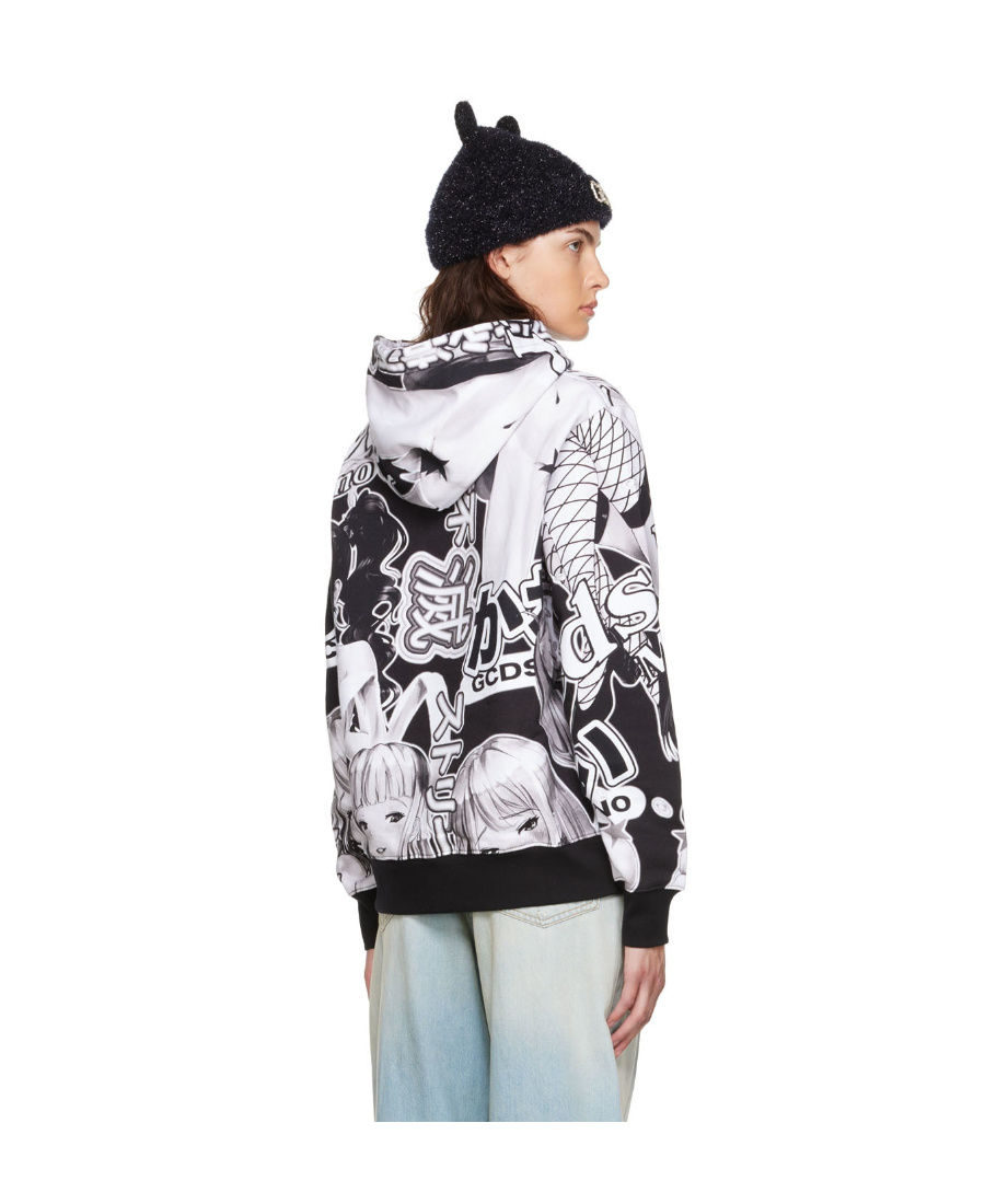 Gcds Pattern Printed Hooded Sweater In White