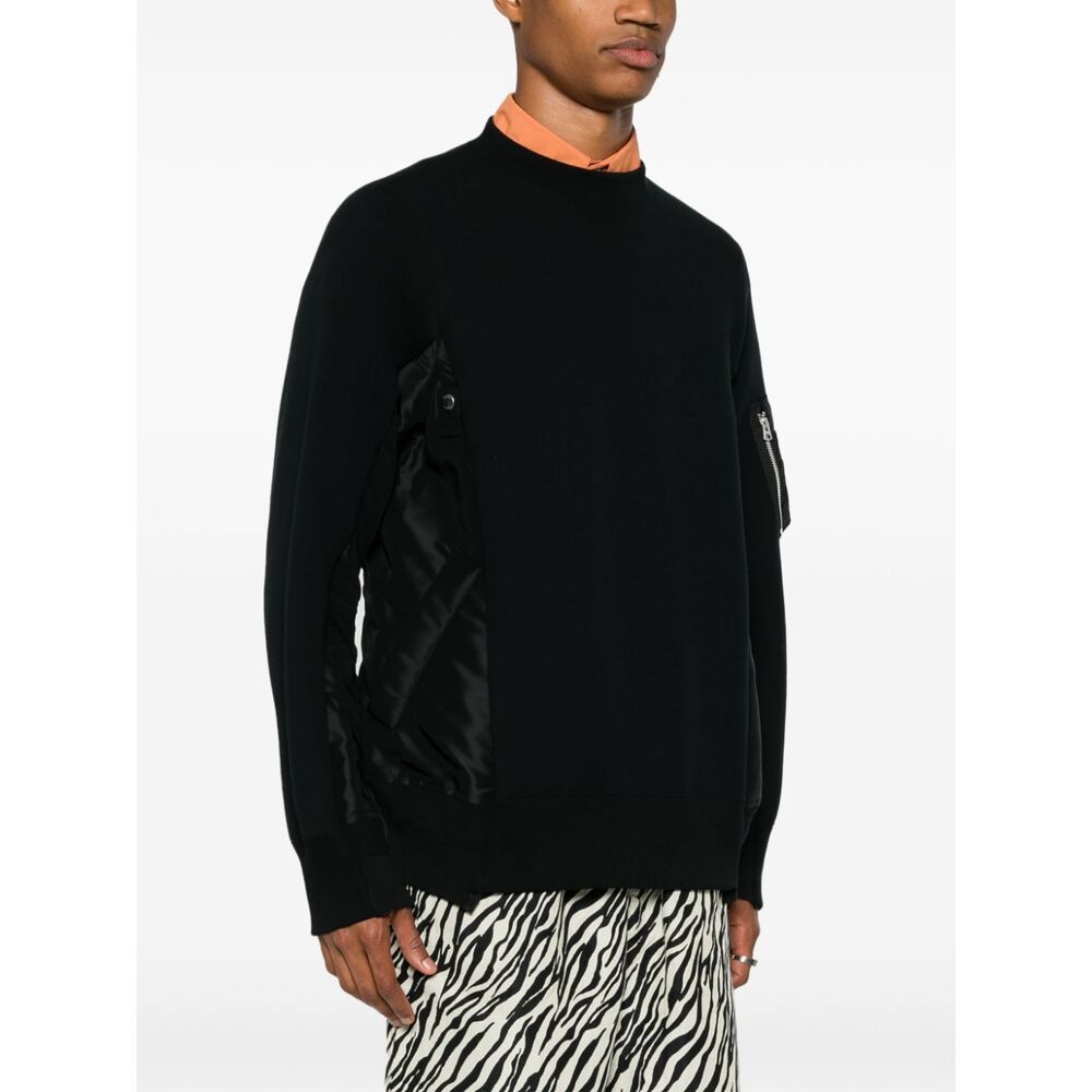 Sacai Sponge Panelled Twill Sweatshirt In Black