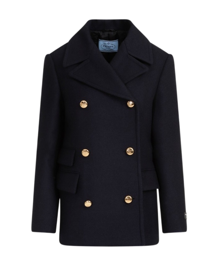 Prada Double-breasted Virgin-wool Coat In Blue
