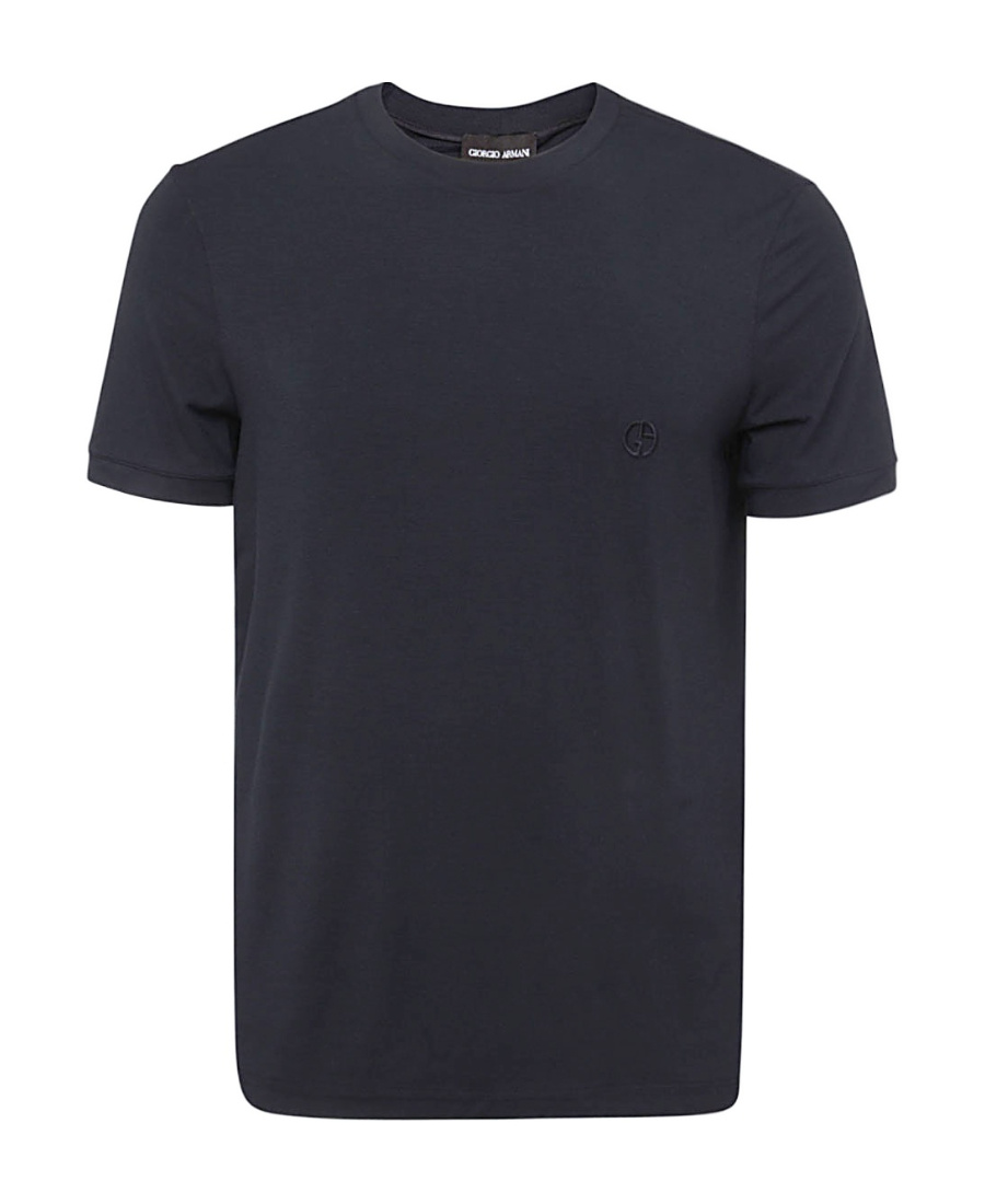 Giorgio Armani Embroidered Logo T-shirt In Black