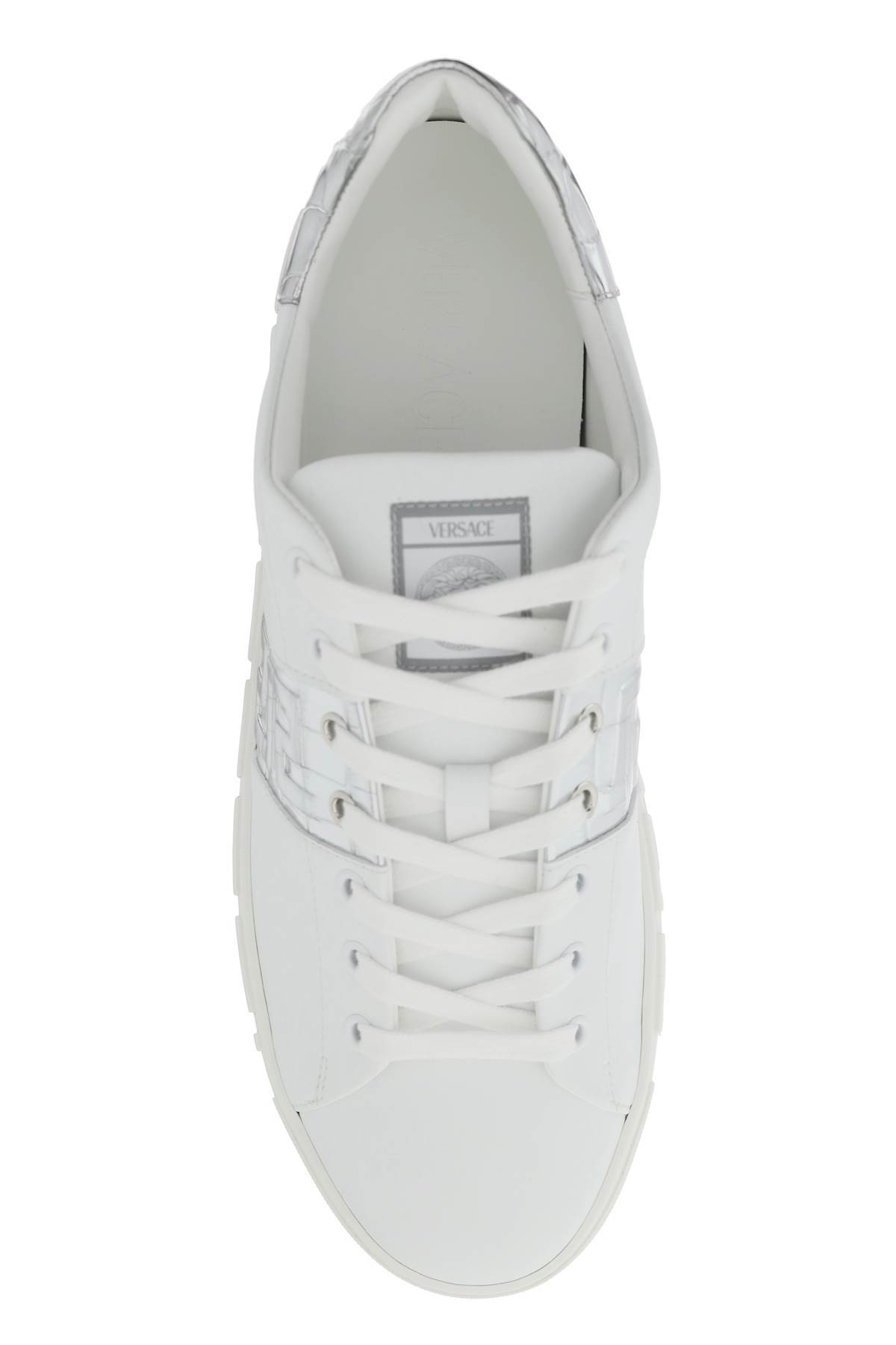 Versace Greca Embroidered Low-top Sneakers In White