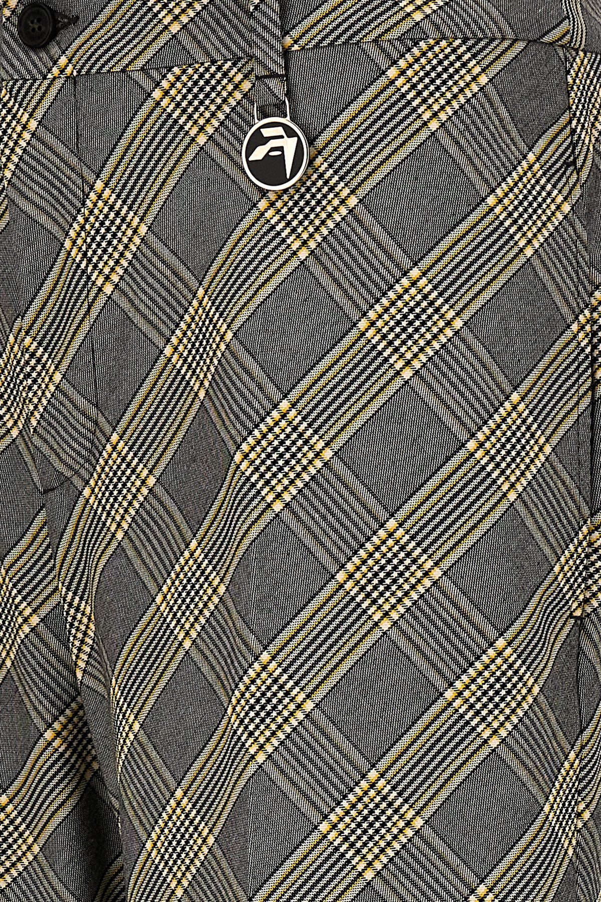 Ambush Check Print Cotton Trousers With Concealed Closure In Black
