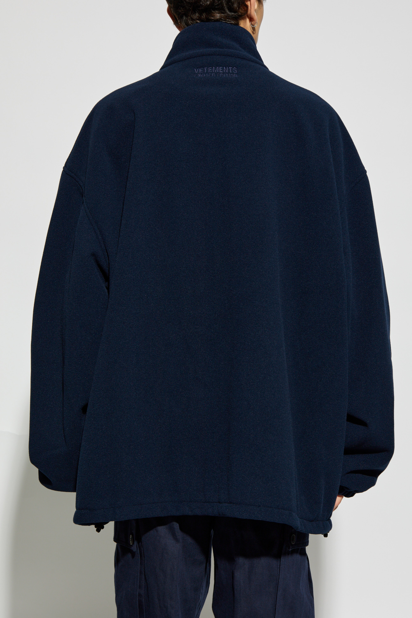 Vetements Navy Embroidered-logo Jacket In Black