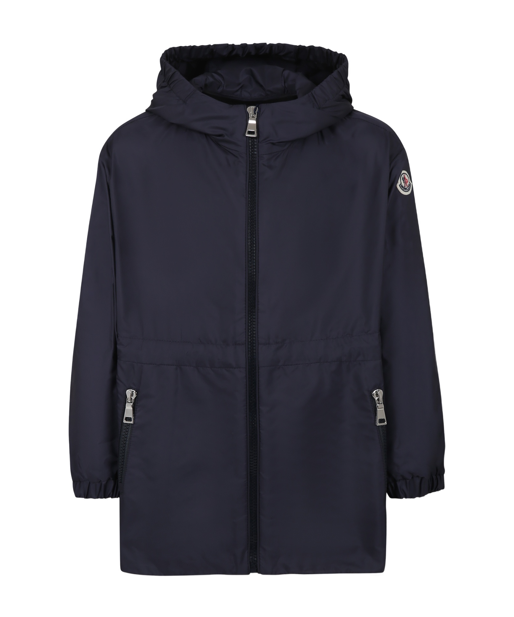 Moncler Enfant Logo-patch Hooded Raincoat In Blue