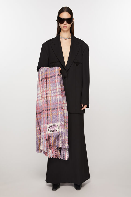 Acne Studios Plaid Knitted Scarf In Pink