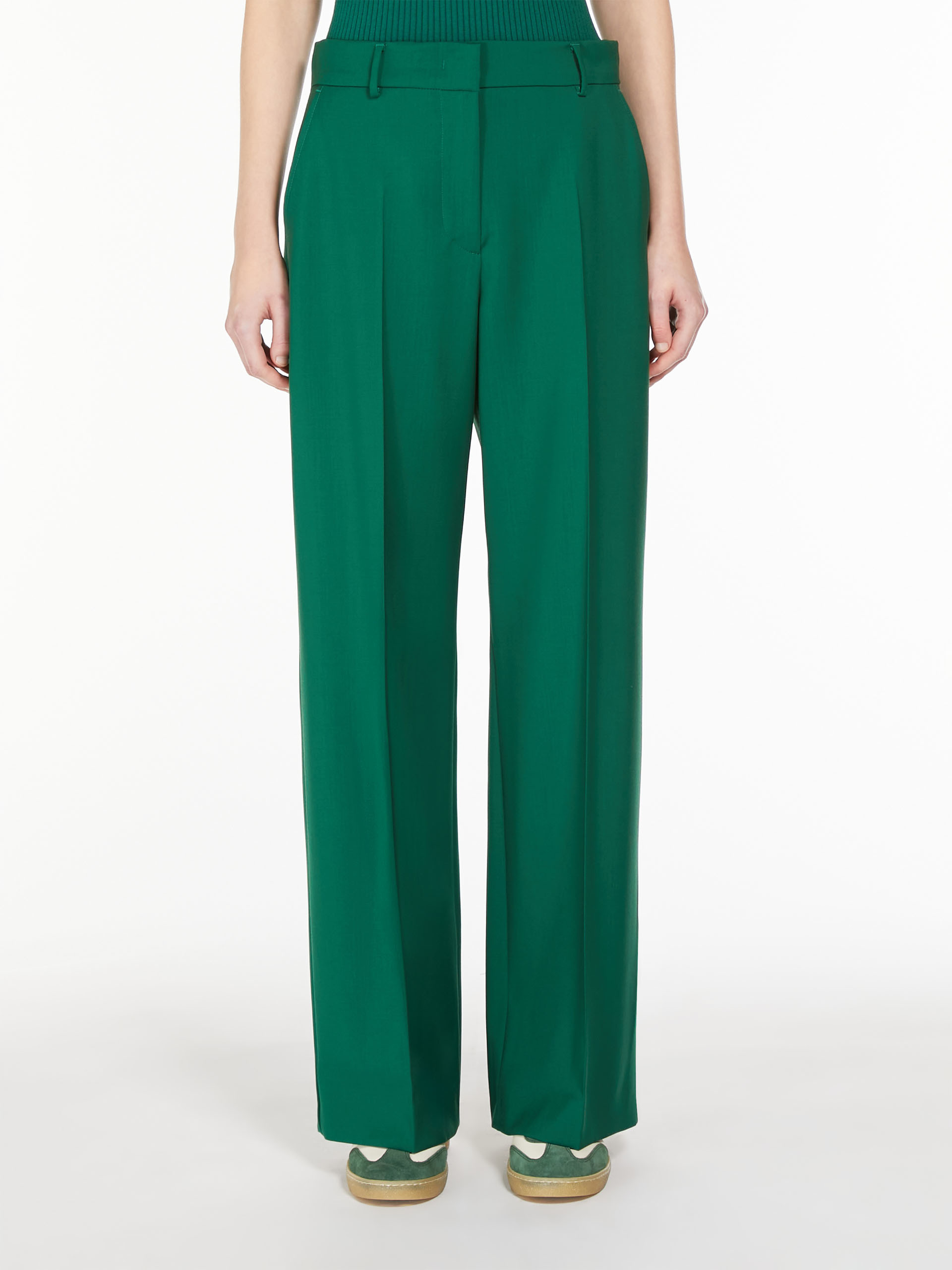 Weekend Max Mara Visivo Long Trouser Green In Green