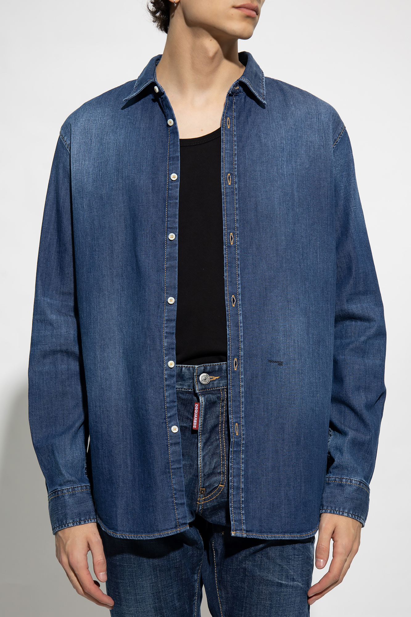 Dsquared2 Dan Relaxed Chambray Denim Shirt In Blue