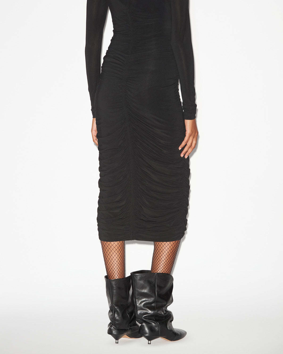 Isabel Marant High-waisted Ruched Midi Skirt In Black