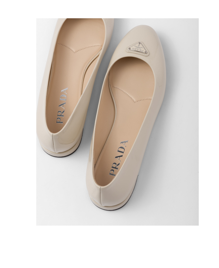 Prada Patent-leather Ballerina Flats In Nude