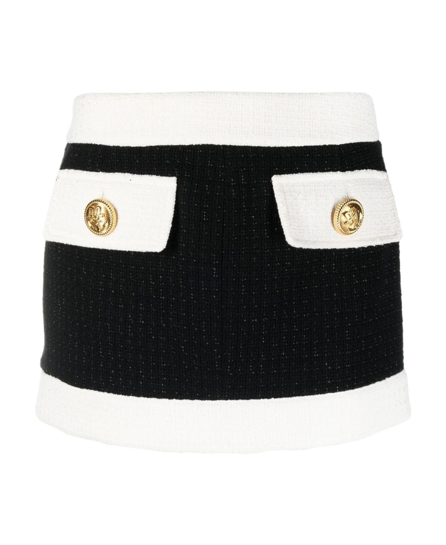 Dsquared2 Two-tone Tweed Miniskirt In Black