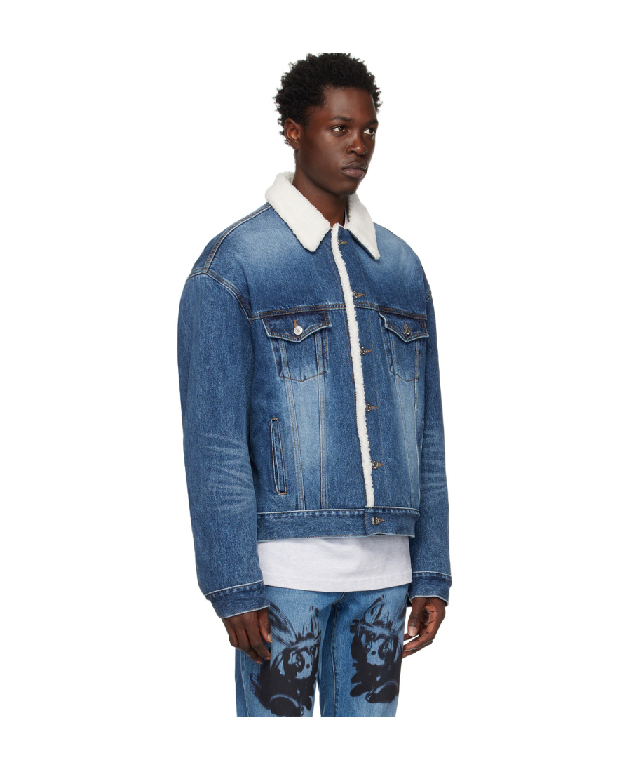 We11 Done Logo Denim Jacket In Blue