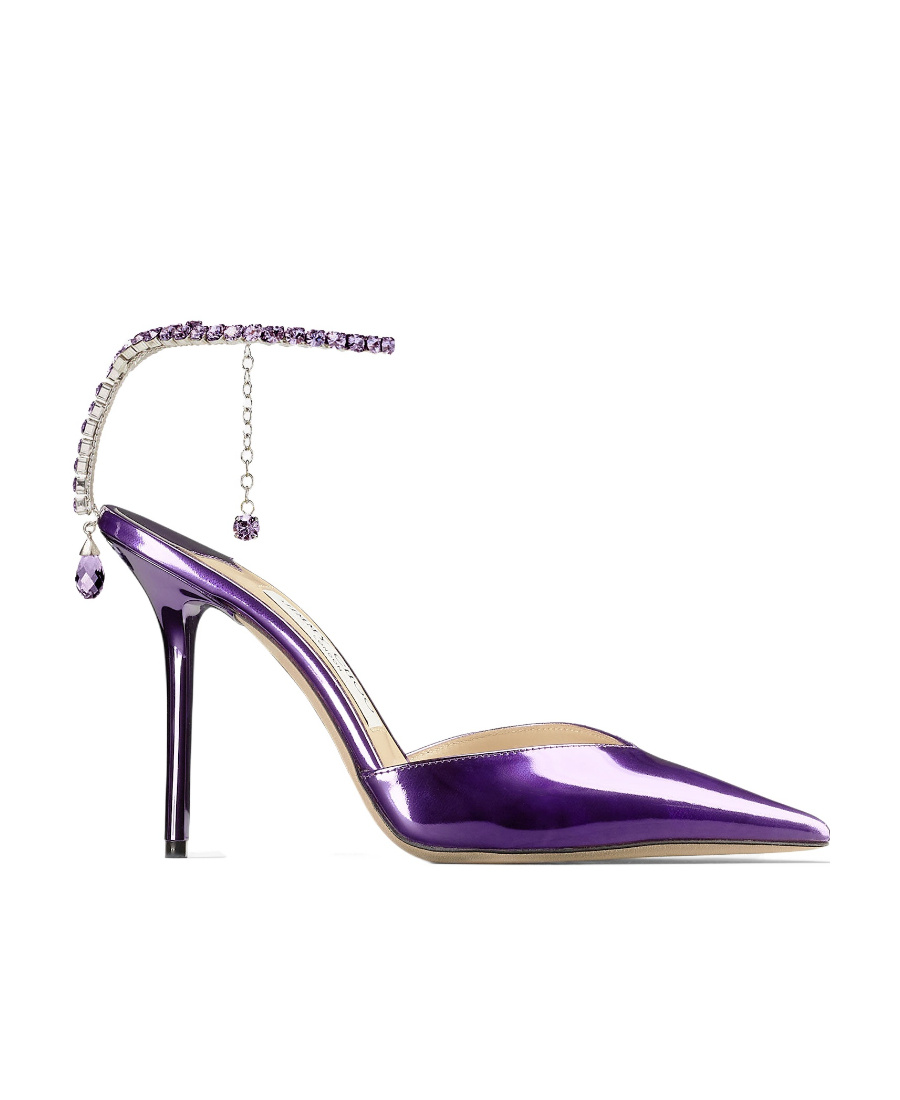 Jimmy Choo Saeda 100mm Patent-finish Sandals In Purple