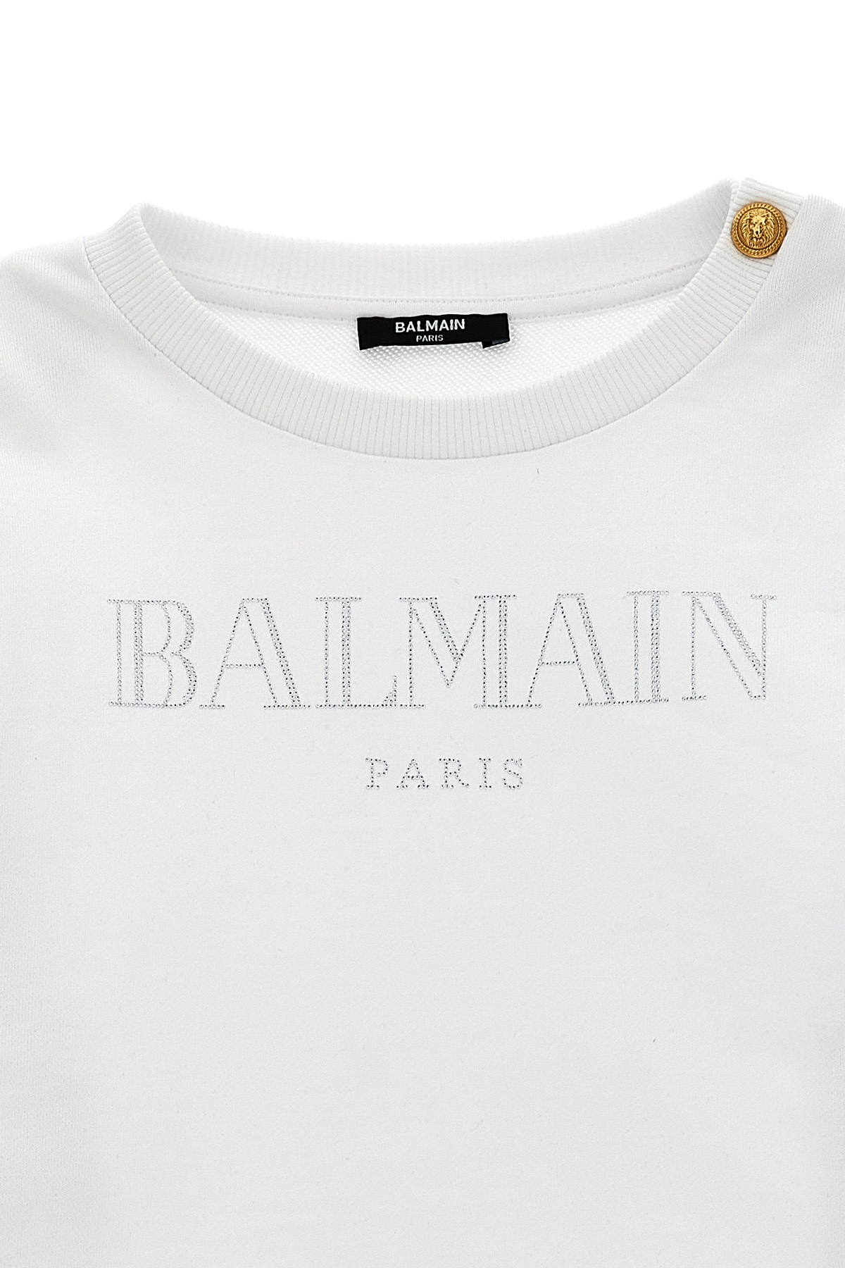 Balmain Crystal-logo Sweatshirt In White