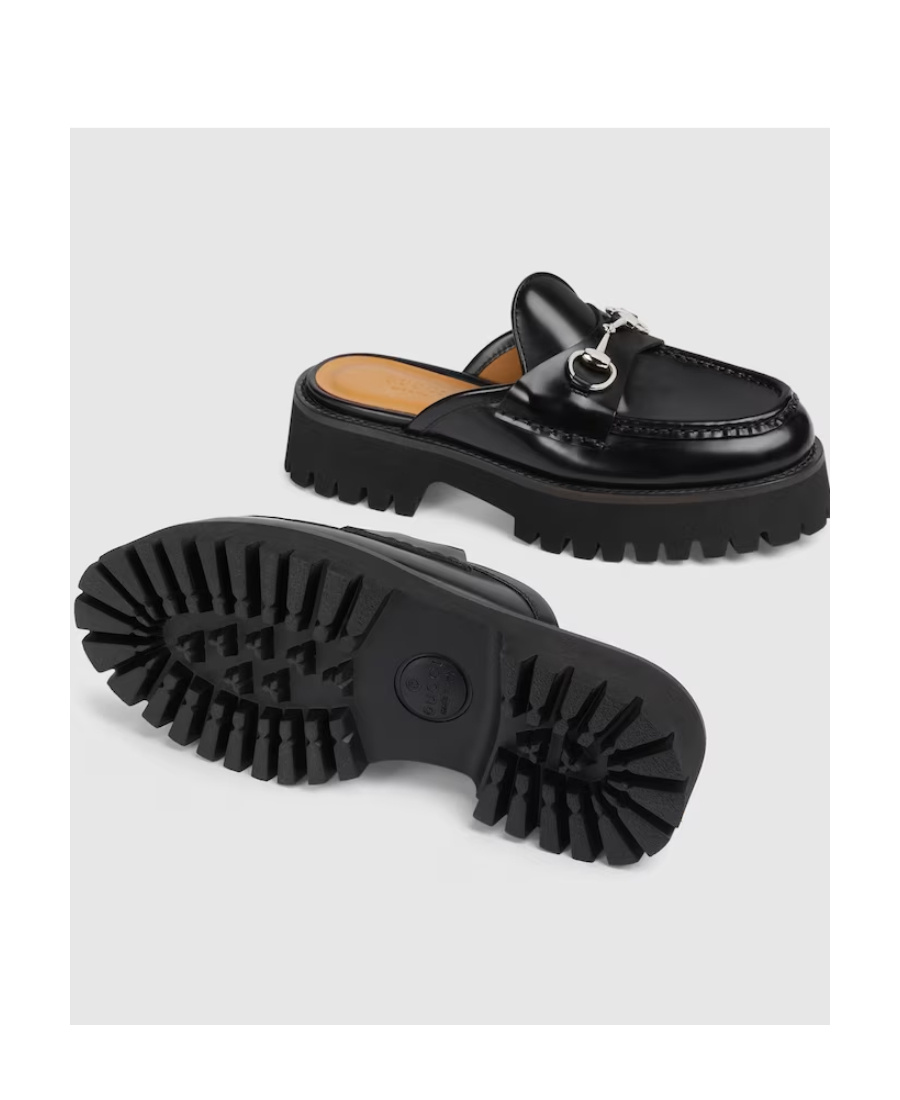 Gucci Horsebit Leather Mules In Black