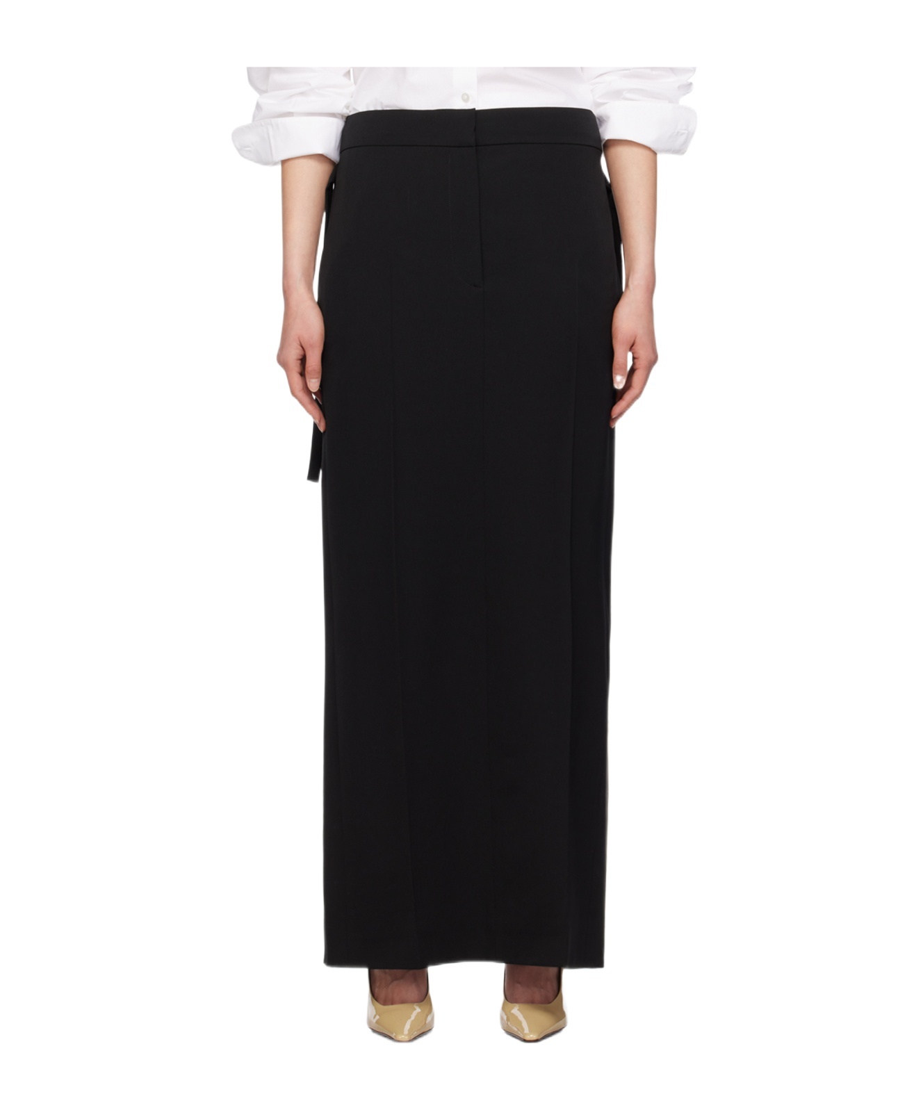 The Row Bartelle Silk And Wool Pencil Skirt In Black