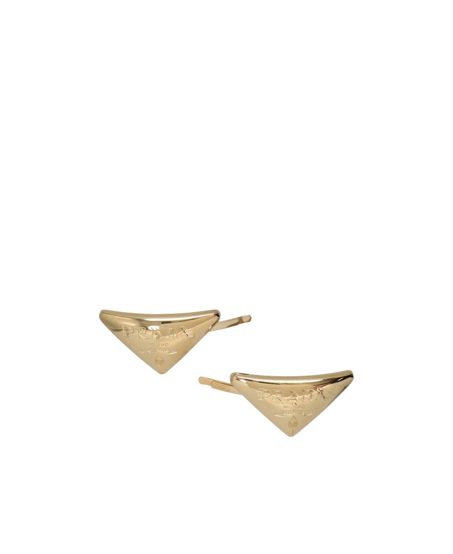 Prada Logo Hair Ornaments In Yellow