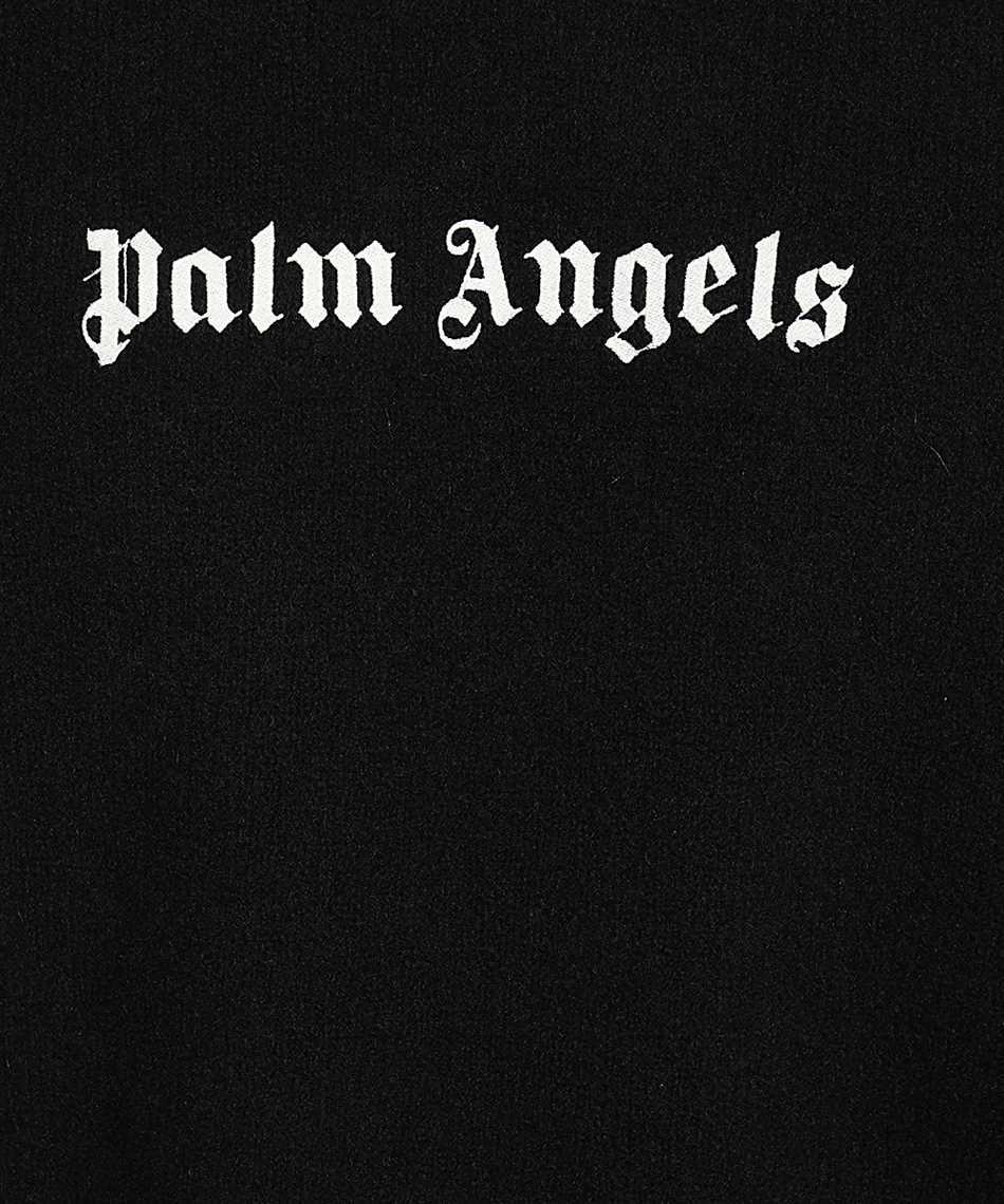 Palm Angels Black Cotton Crew Neck Sweatshirt With White Logo In Black