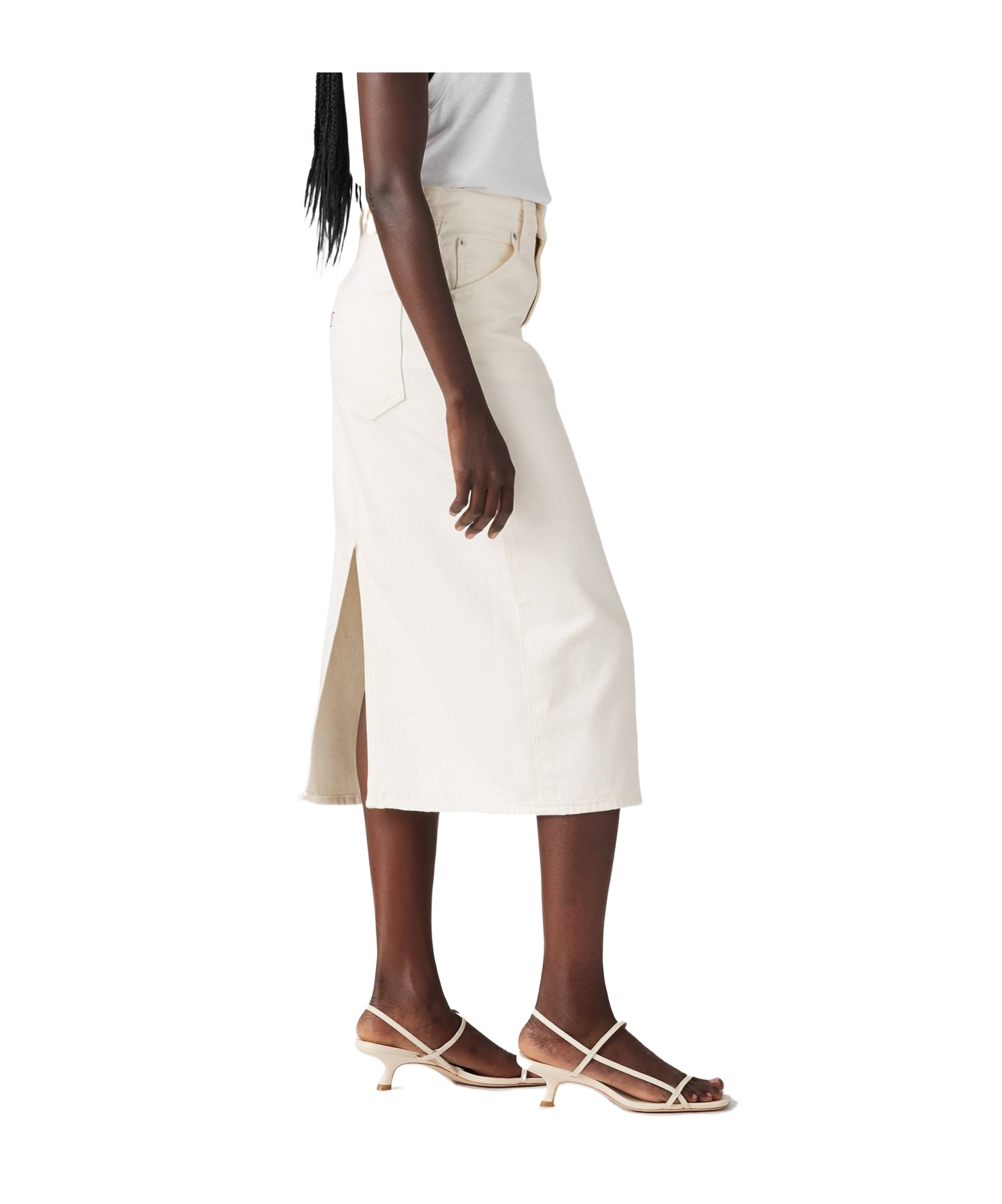 Levi's High Rise Slit Skirt In White